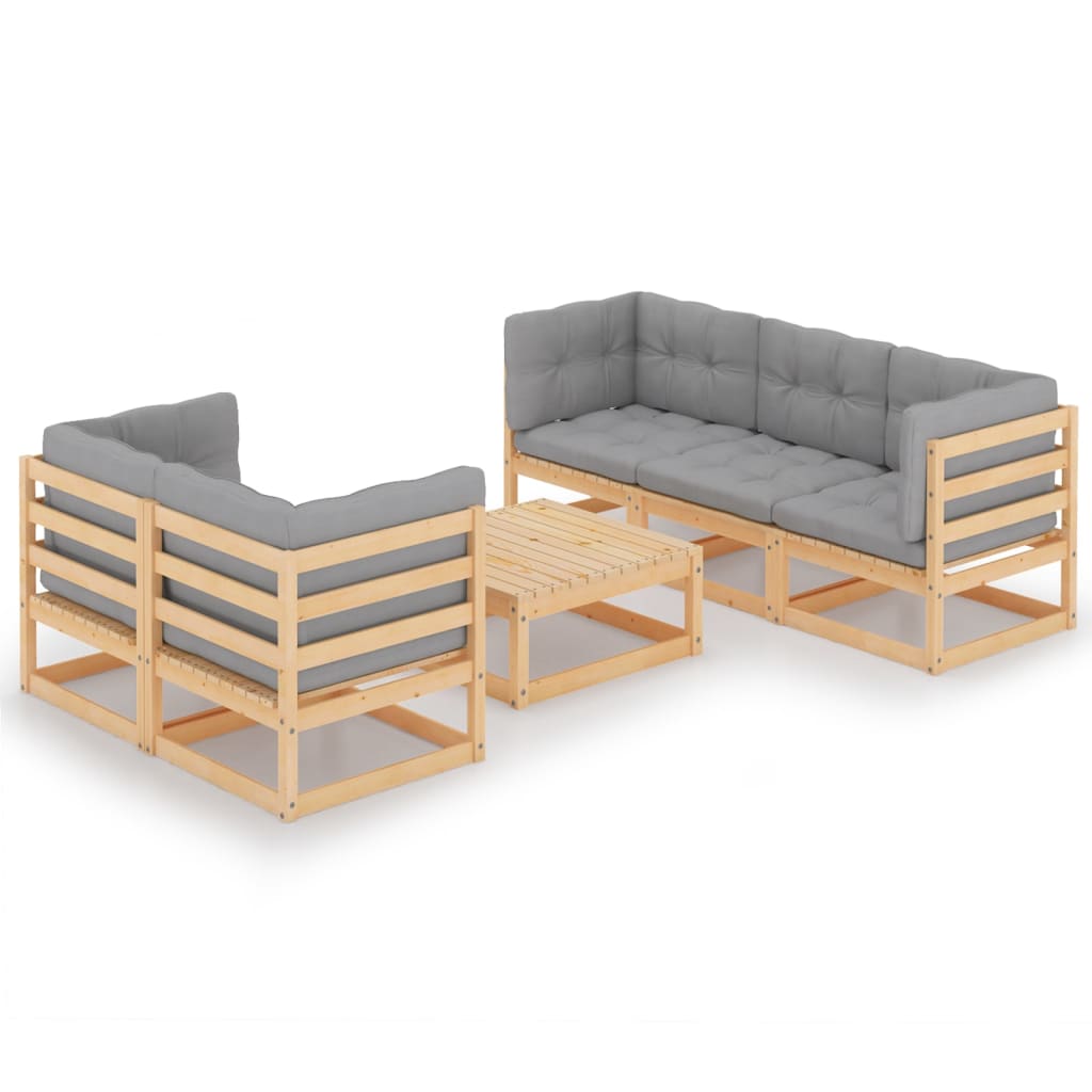 6-tlg. Garten-Lounge-Set mit Kissen Kiefer Massivholz 6-tlg. Garten-Lounge-Set mit Kissen Kiefer Massivholz
