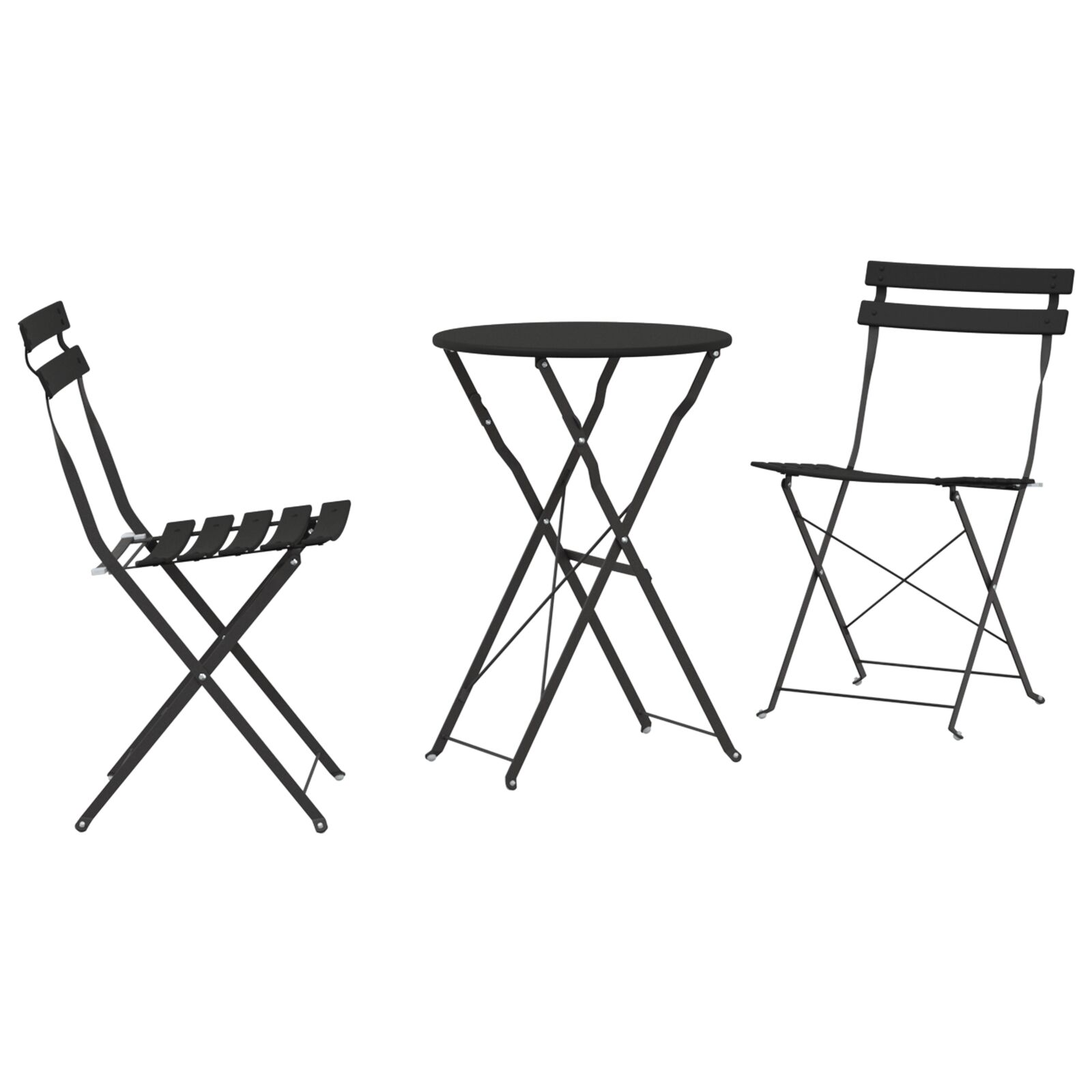 3-teiliges Klapp-Bistro-Set in Anthrazit aus Stahl 3-teiliges Klapp-Bistro-Set in Anthrazit aus Stahl