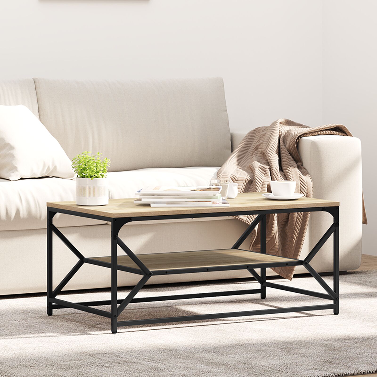 Couchtisch mit Regal Sonoma Eiche 90x50x40 cm Holzwerkstoff