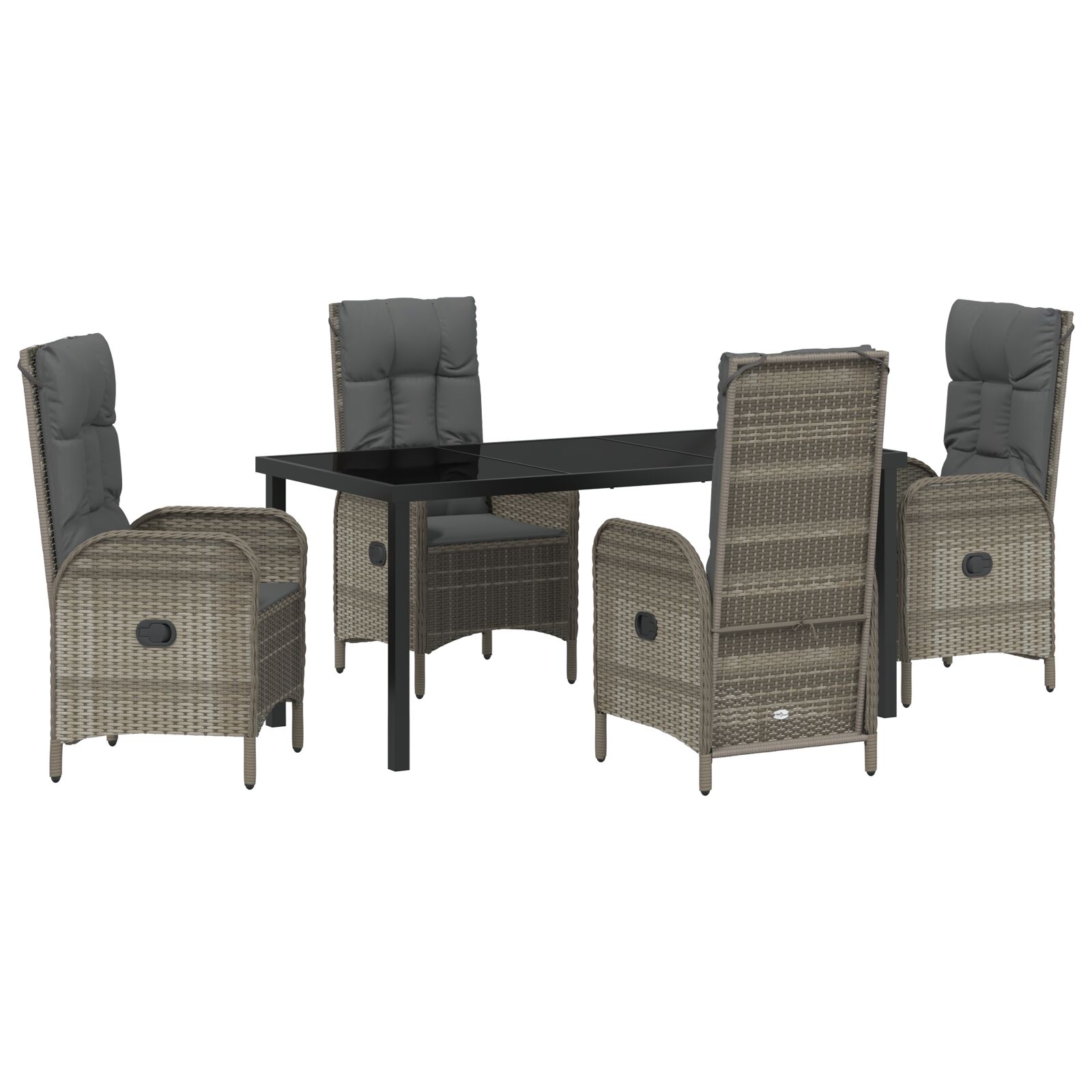 5-teiliges Garten-Ess-Set Grau Poly-Rattan