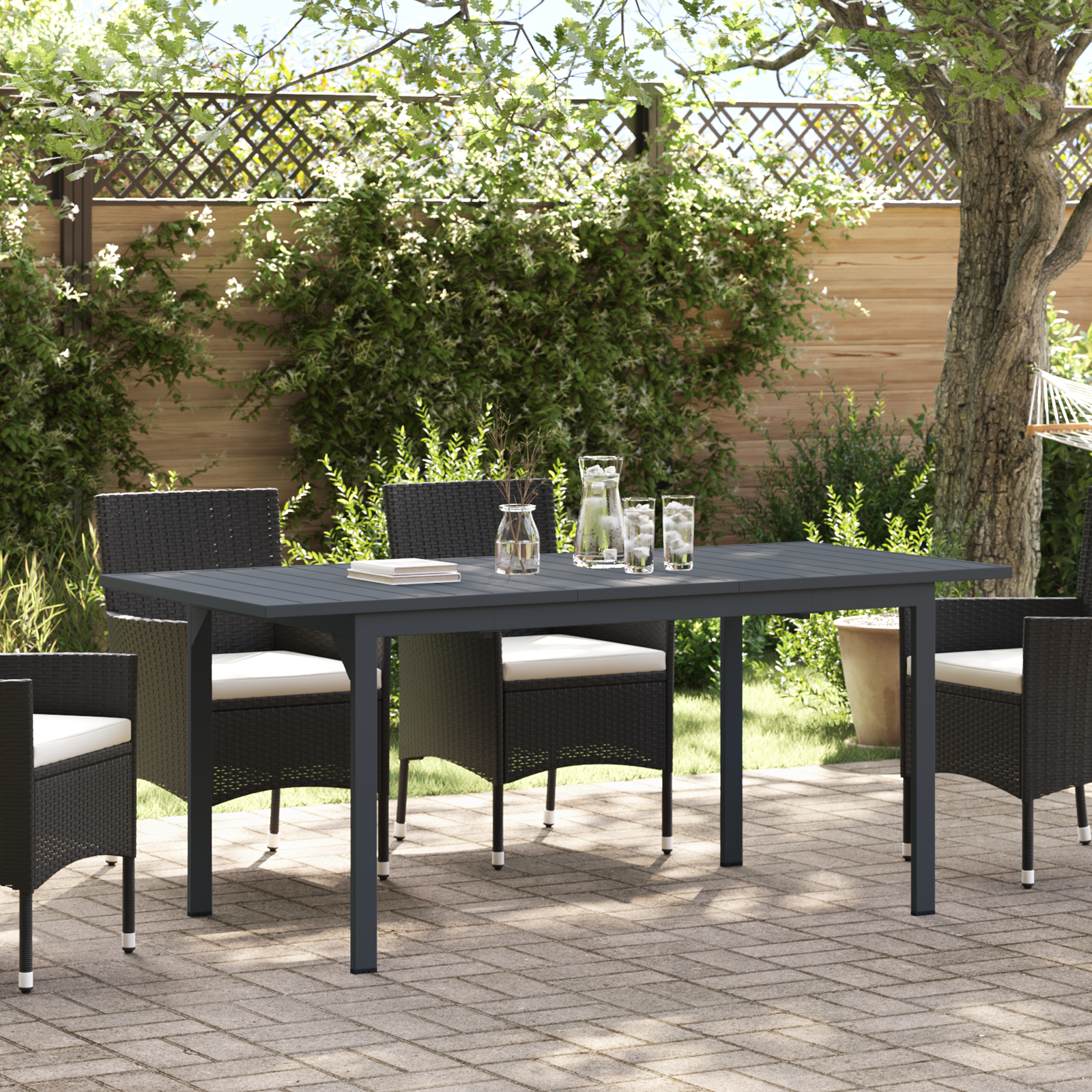 Gartentisch Dunkelgrau Aluminium Groß Erweiterbarer Tisch