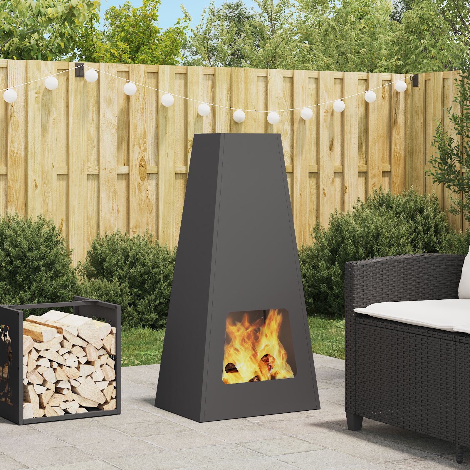 vidaXL Feuerstelle Schwarz 50x35x100 cm Stahl