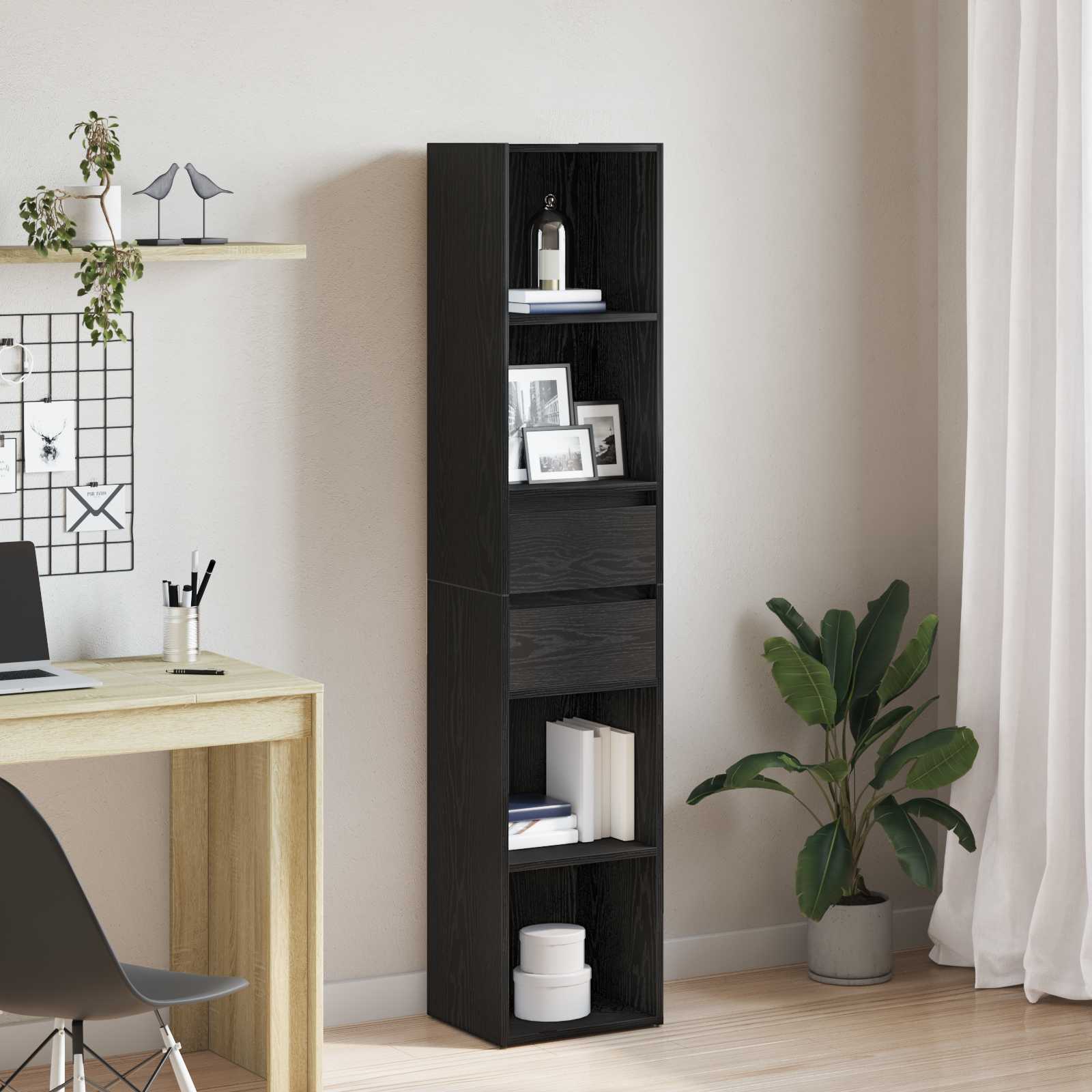 Bücherregal Modular Schwarz Eiche 36x30x171 cm Holzwerkstoff