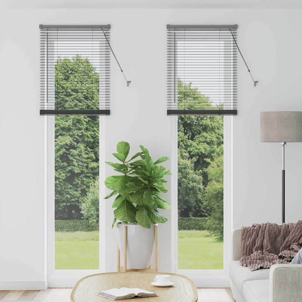Fenster Jalousie mit Vorhängen Sonstiges Dunkelgrau 60 x 220 cm Aluminium