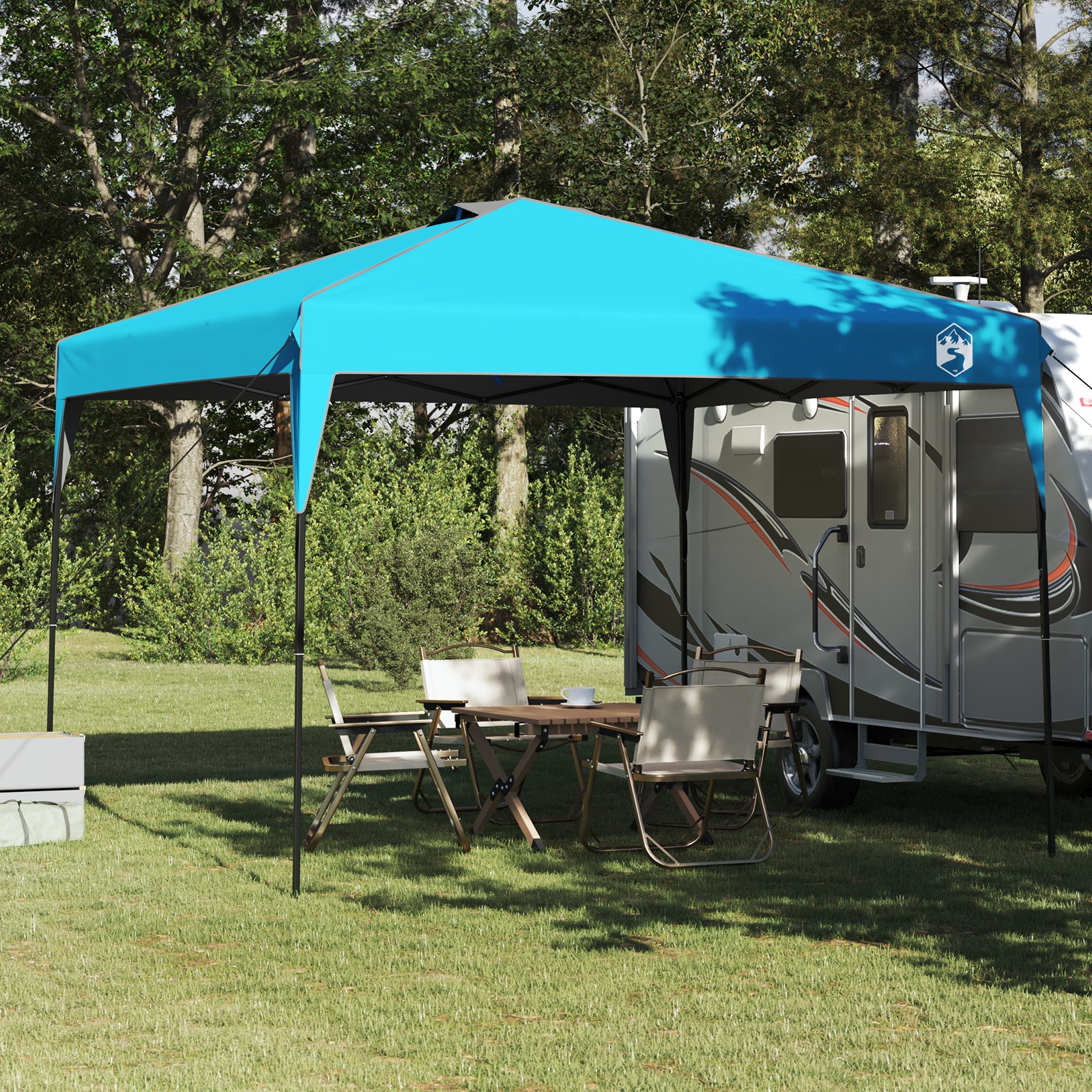 Pavillon-Zelt Blau 300 x 300 x 227 / 236 / 245 cm Oxford Stoff