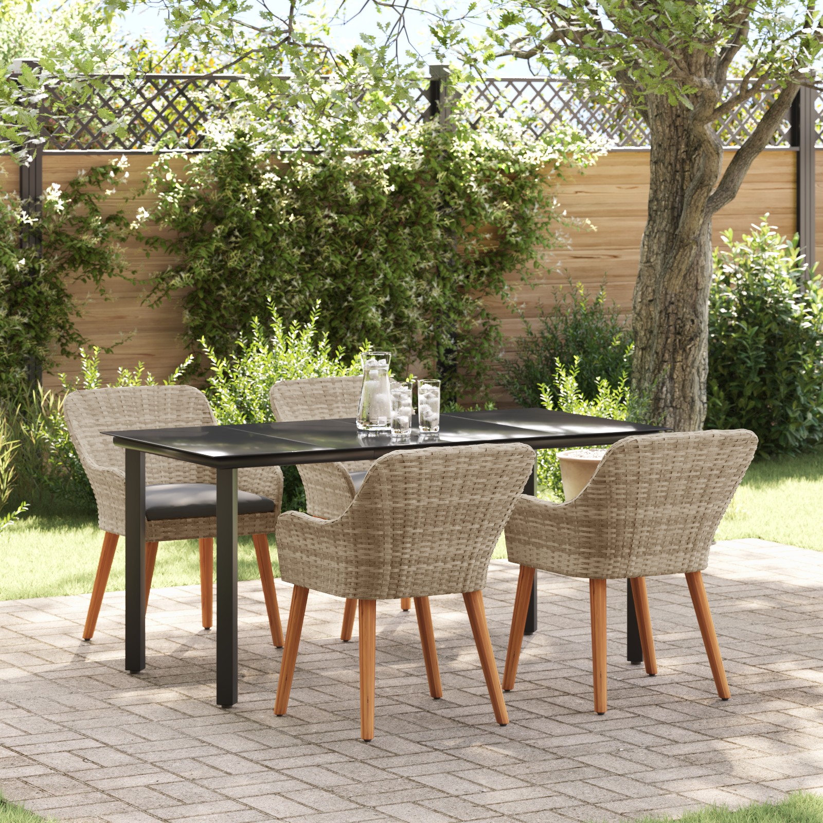 Essgruppe 5 pcs Hellgrau und Schwarz 160 x 80 x 74 cm