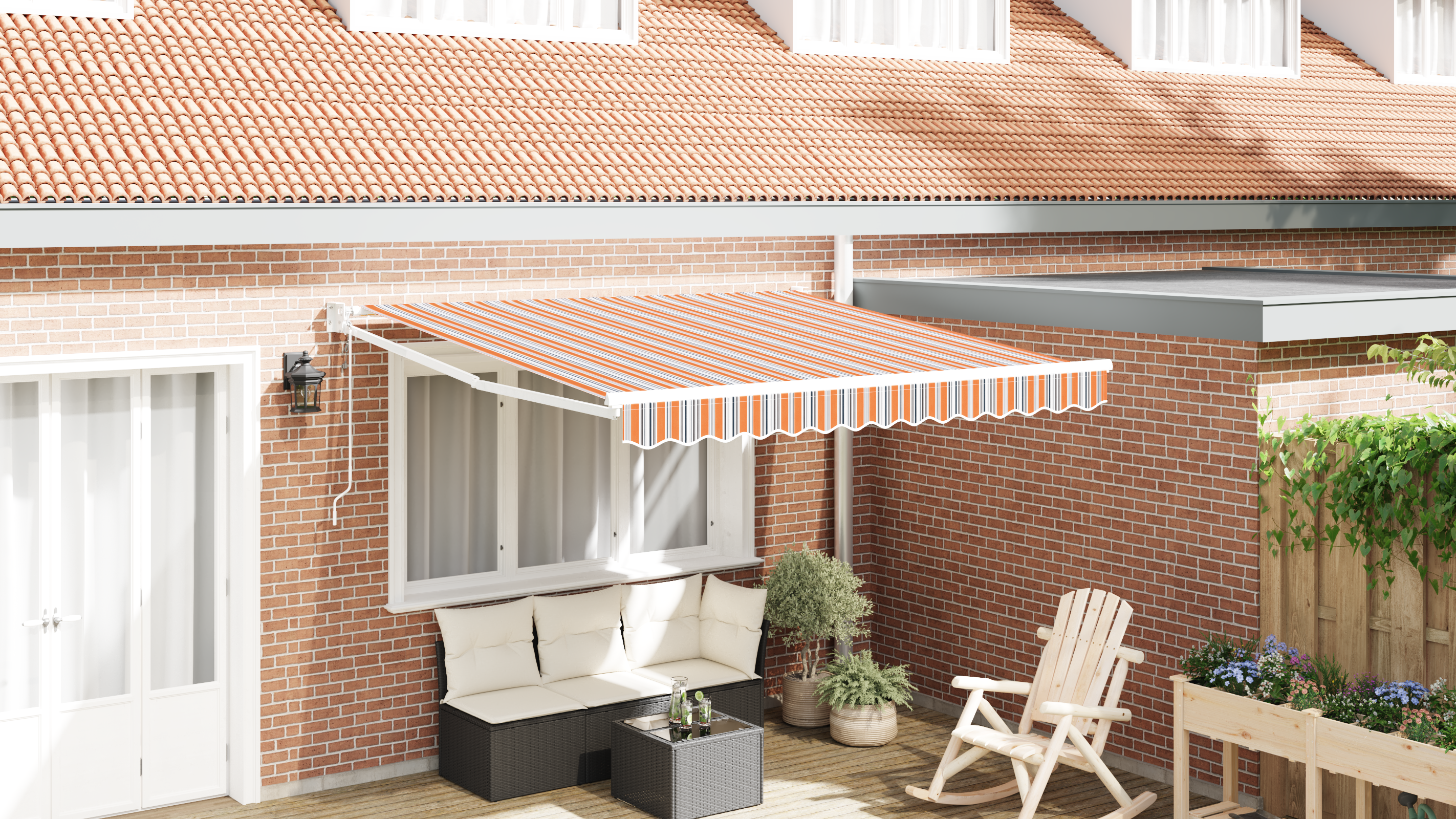 Automatische Einziehbare Markise Multicolor Streifen 350x250 cm