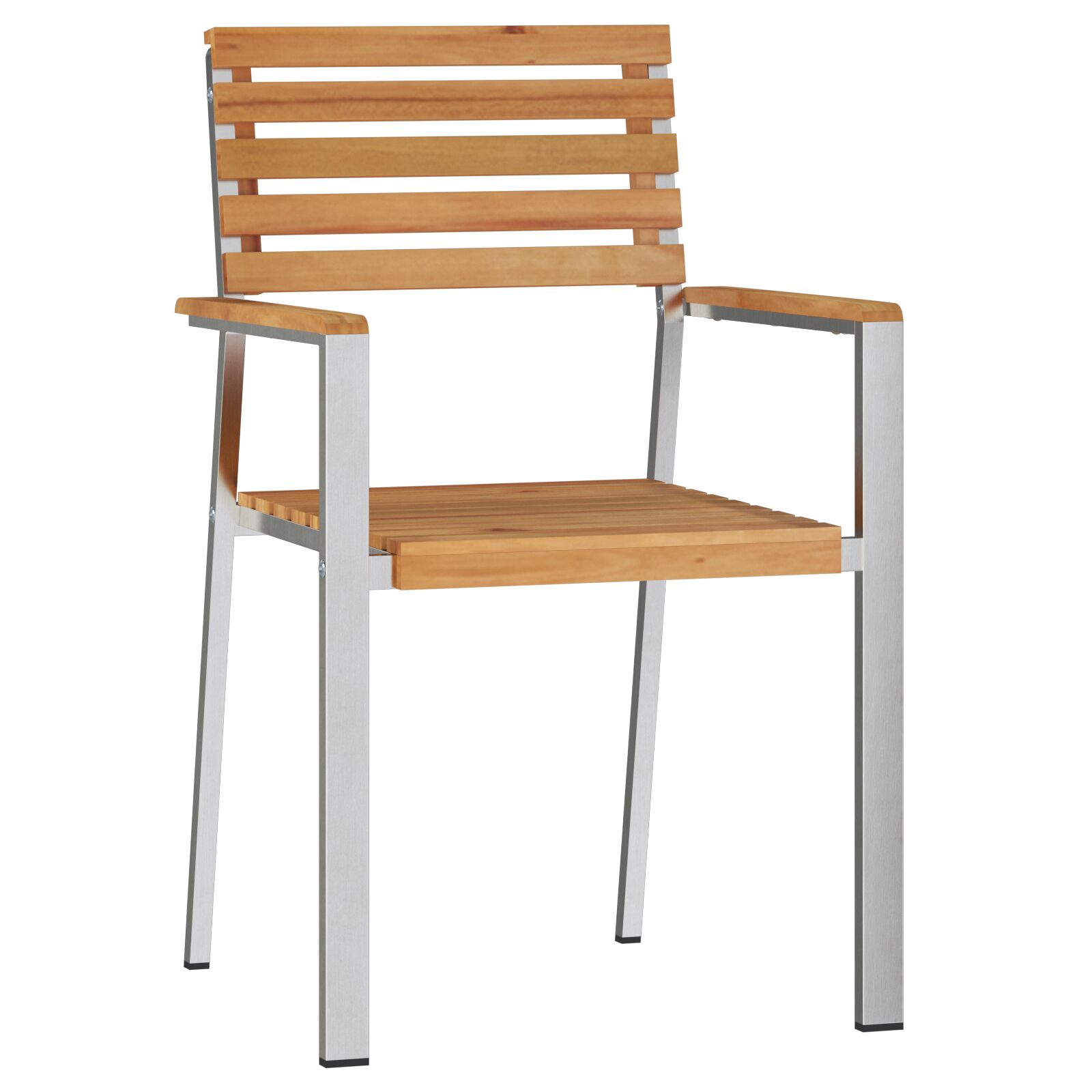 Stapelbare Gartenstühle 4 Stück aus massivem Teakholz und Stahl Stapelbare Gartenstühle 4 Stück aus massivem Teakholz und Stahl