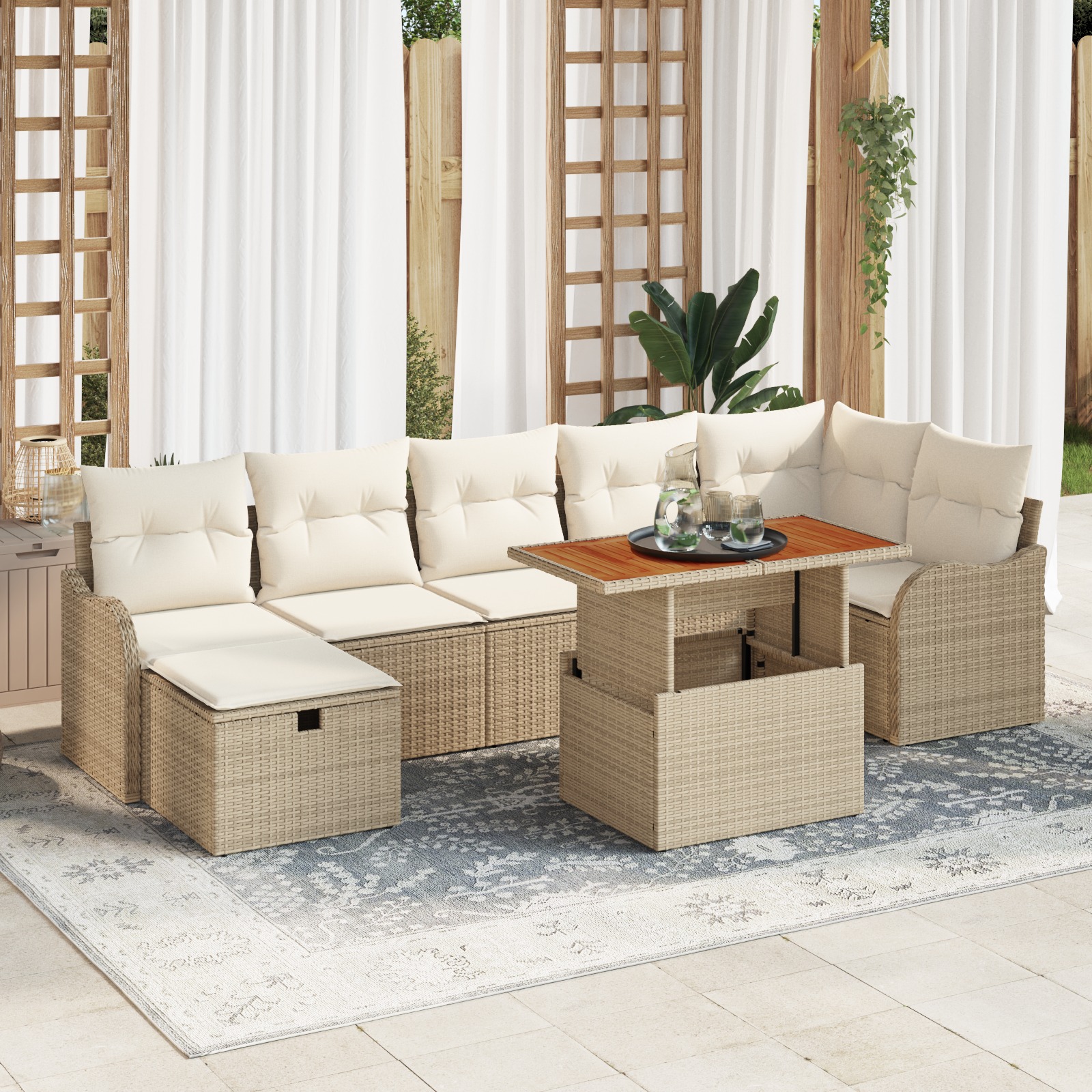 Garten-Sofa-Set 8 pcs Beige 287.5 x 122.5 x 85 cm Poly Rattan
