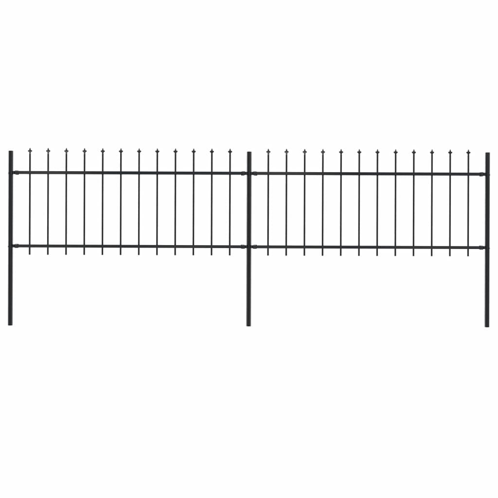 Gartenzaun mit Speerspitzen Stahl 3,4 x 0,8 m Schwarz