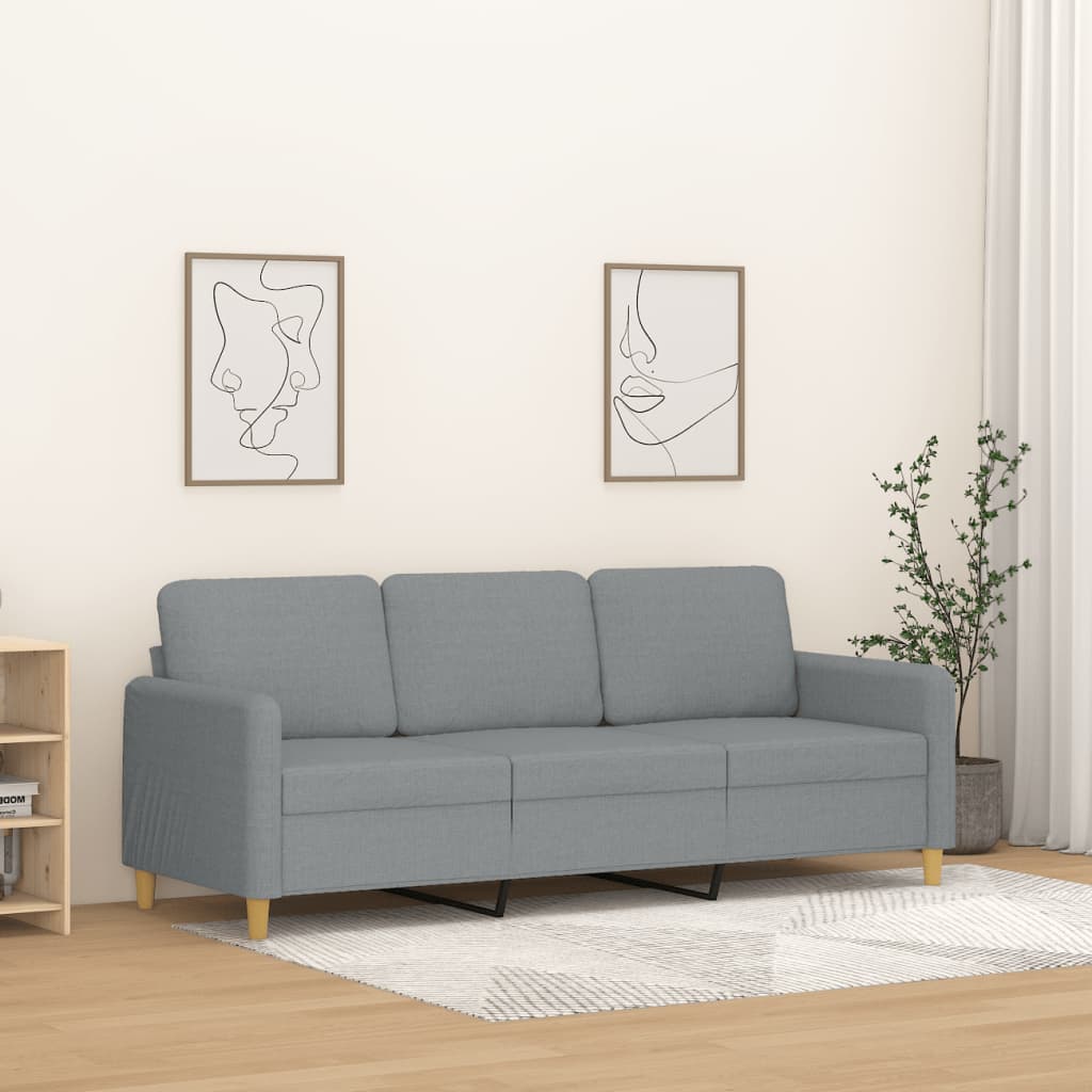 3-Sitzer-Sofa Hellgrau 180 cm Stoff 3-Sitzer-Sofa Hellgrau 180 cm Stoff