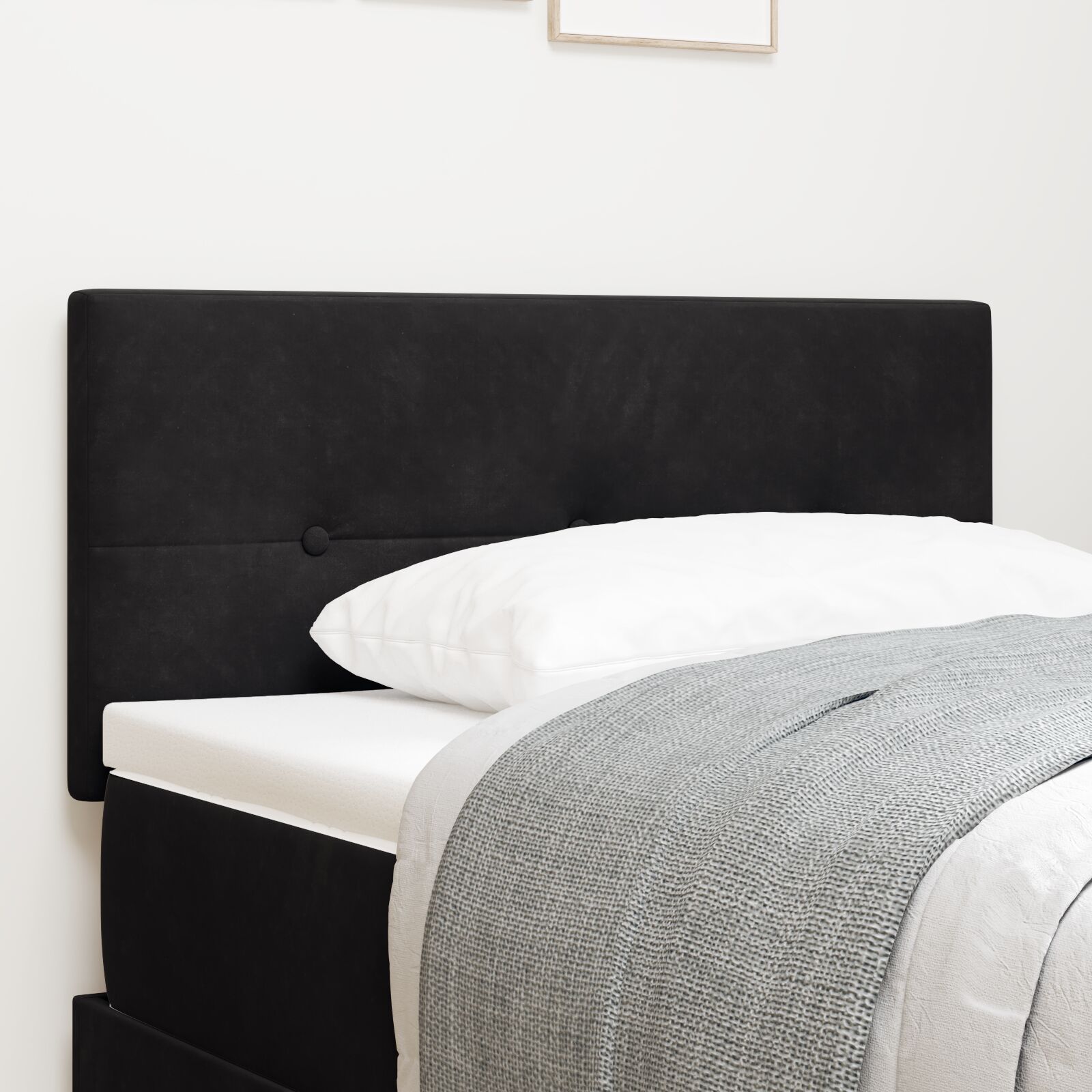 Kopfteil mit Knopfheftung Schwarz 90 cm Samt