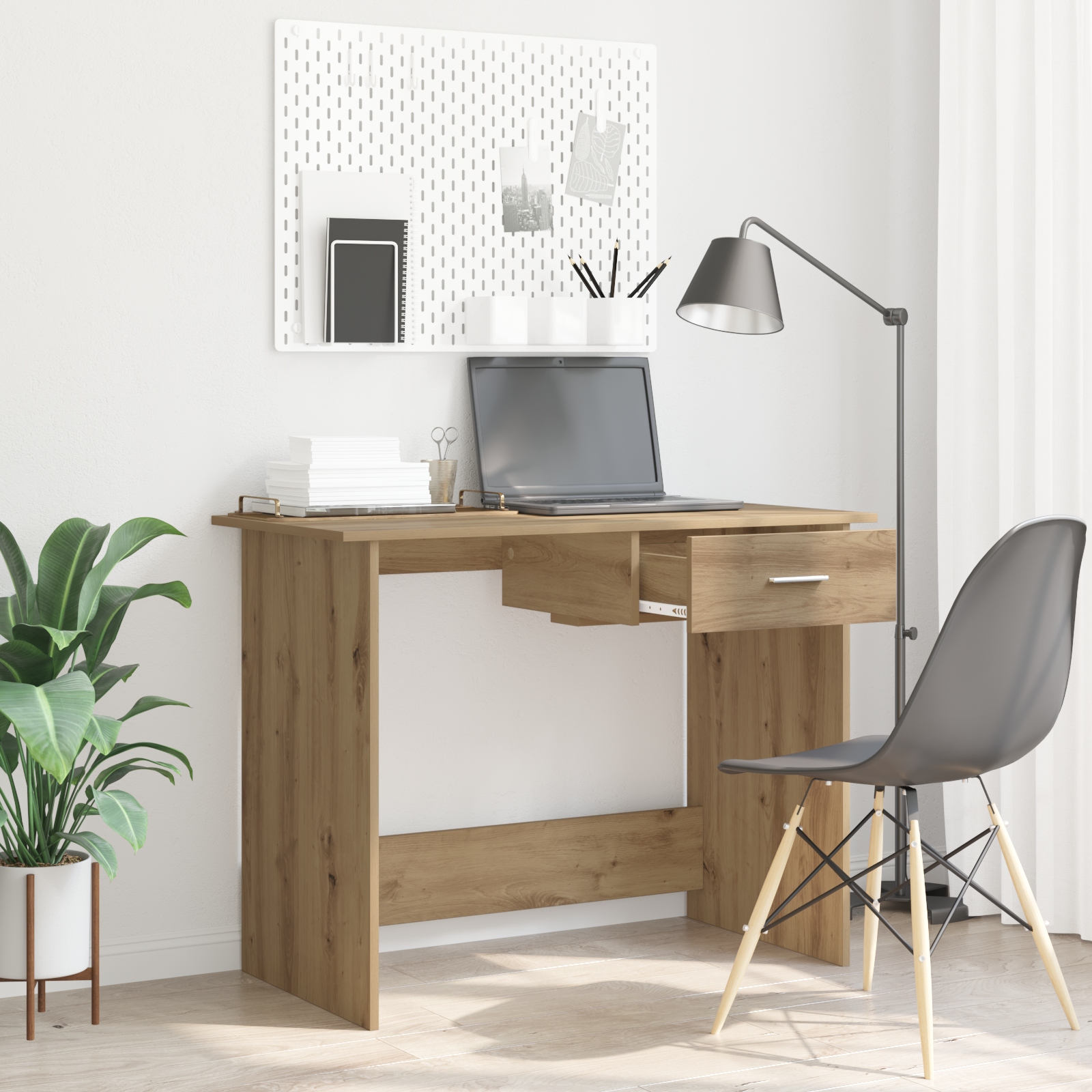 Schreibtisch Eiche handwerklich 100 x 50 x 76 cm Holzwerkstoff