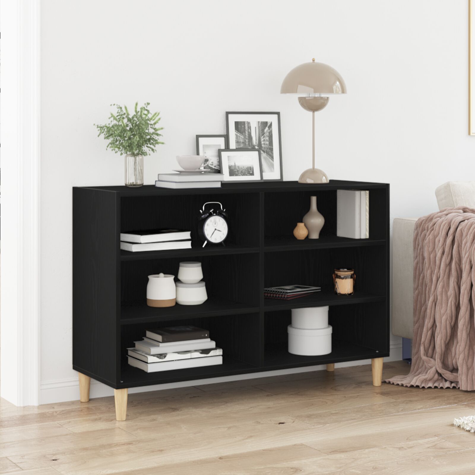 vidaXL Sideboard Schwarz Eiche 103,5 x 35 x 70 cm Möbelstoff