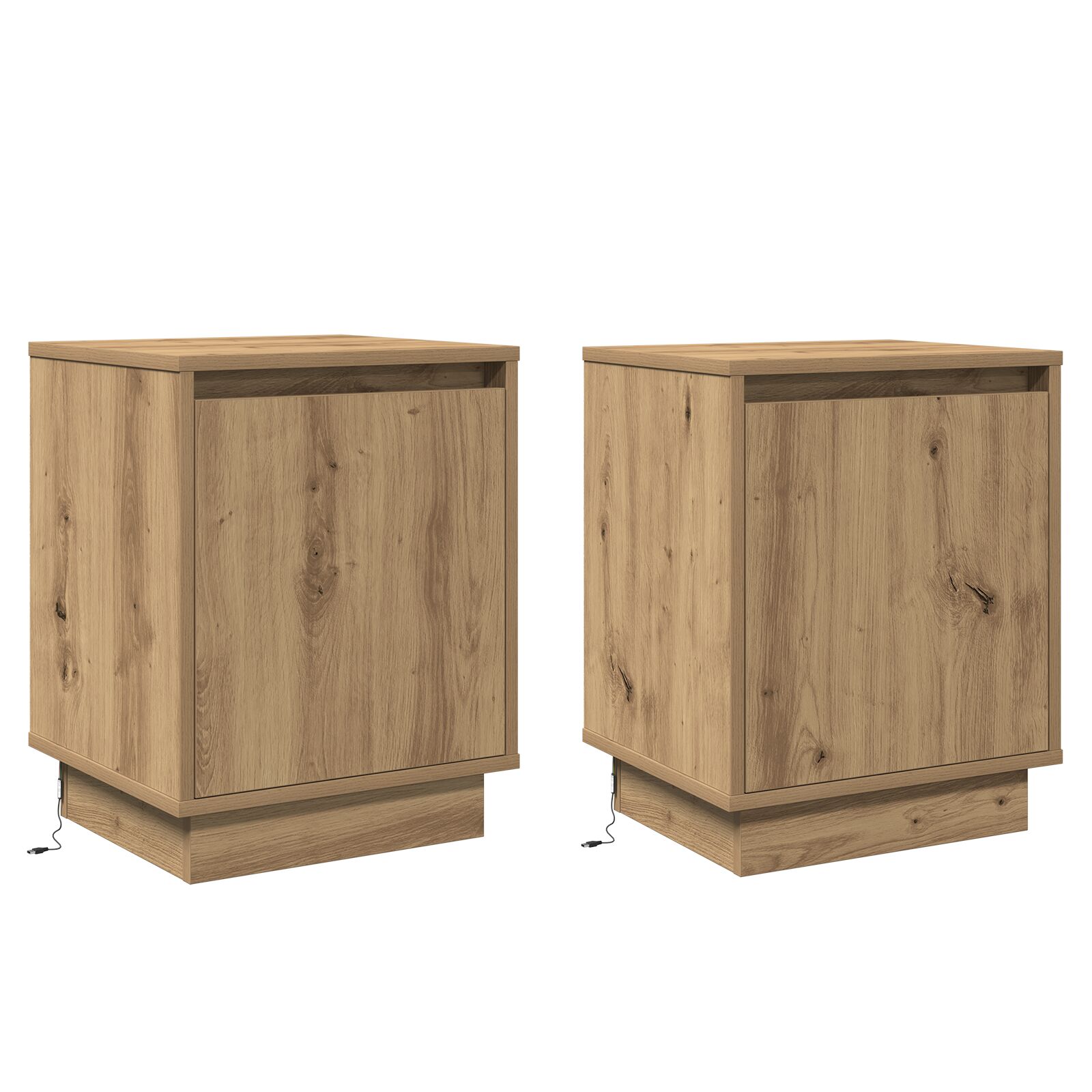Nachttische mit LED-Lichtern 2 Stk. Artisan Eiche 39x34,5x50 cm