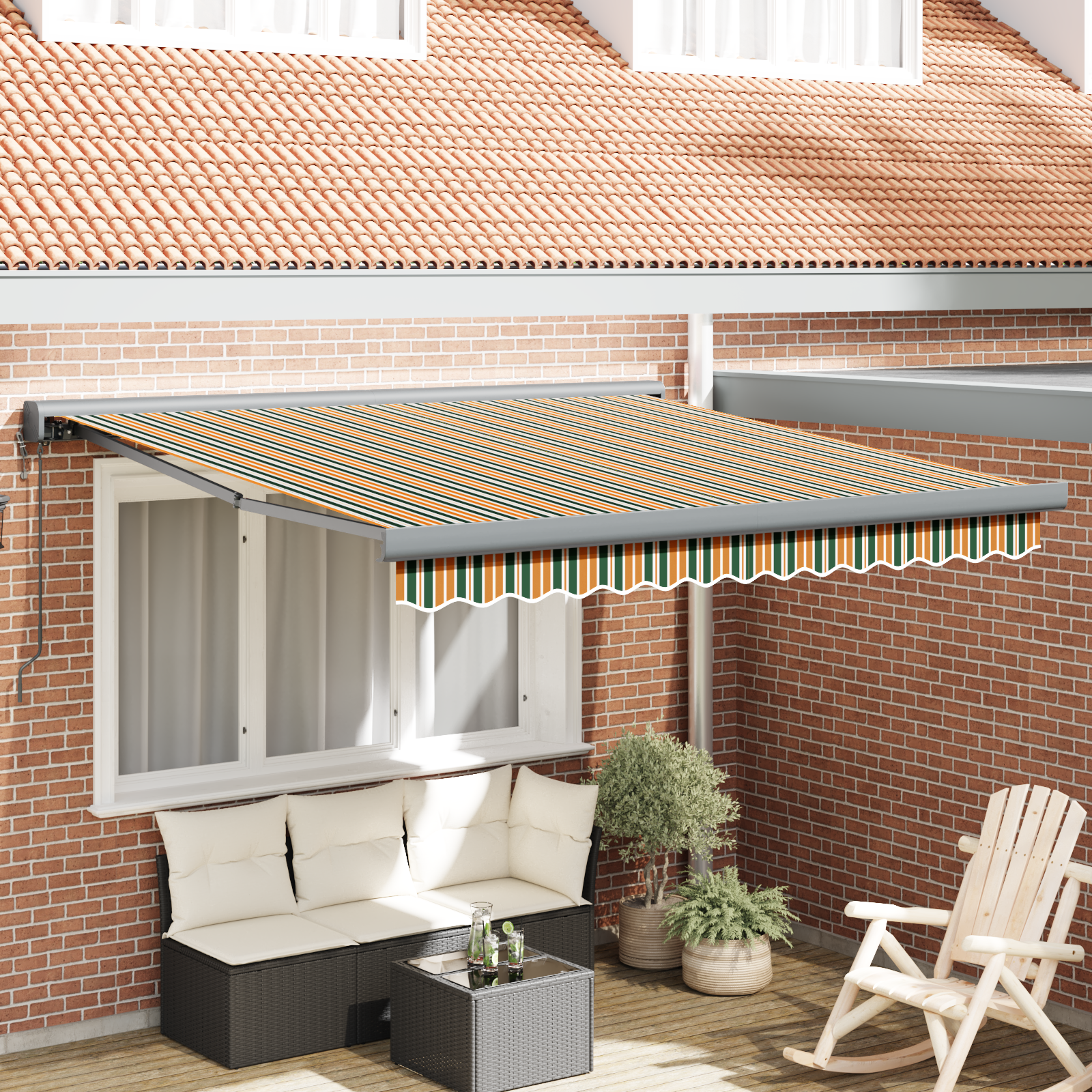 Automatische einziehbare Markise Grün und Gelb 300x250 cm