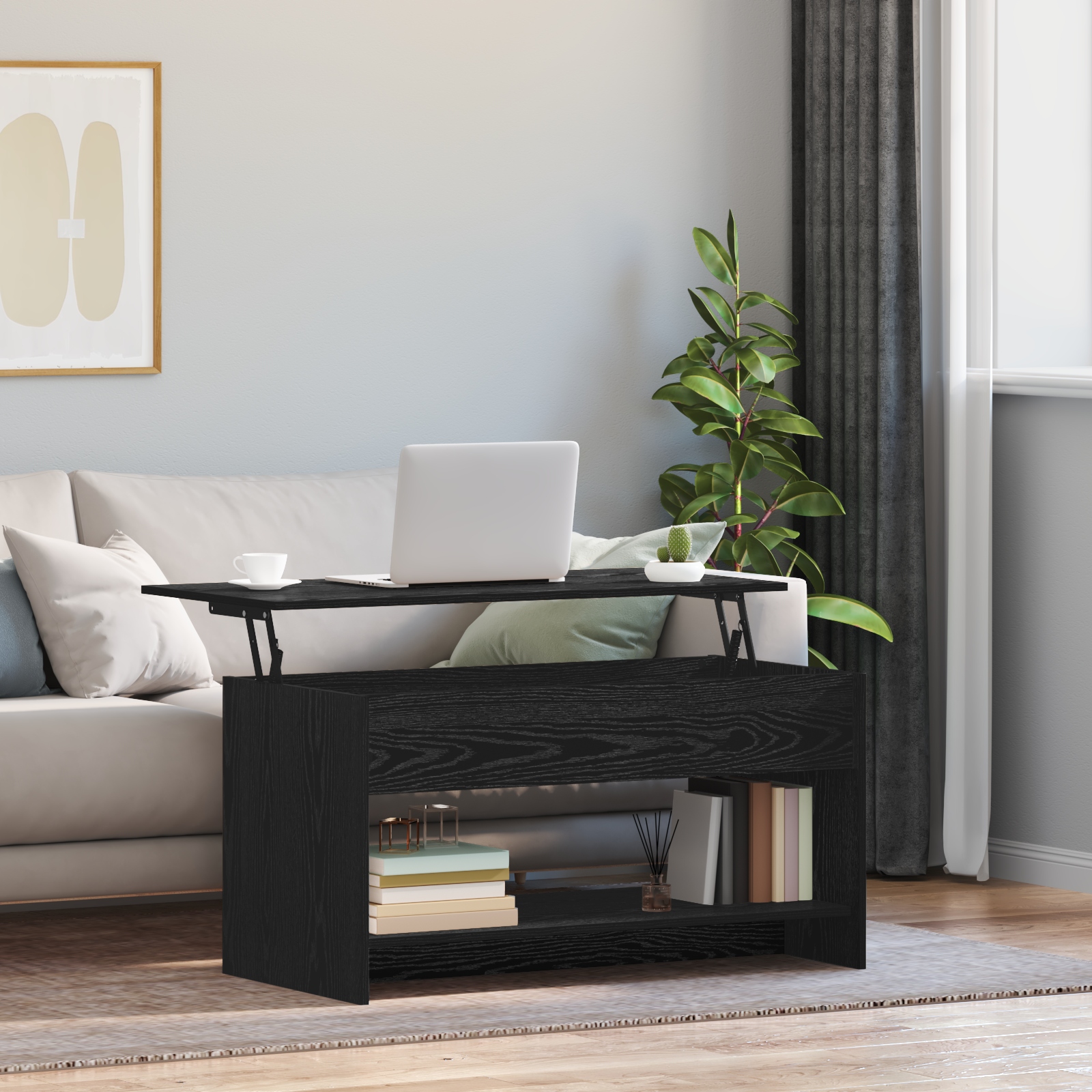 Couchtisch Schwarze Eiche 102 x 50 x 52.5 cm Holzwerkstoff