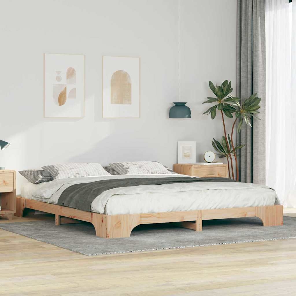 Bodenbettgestell Braun 180 x 220 cm Massivholz Kiefer