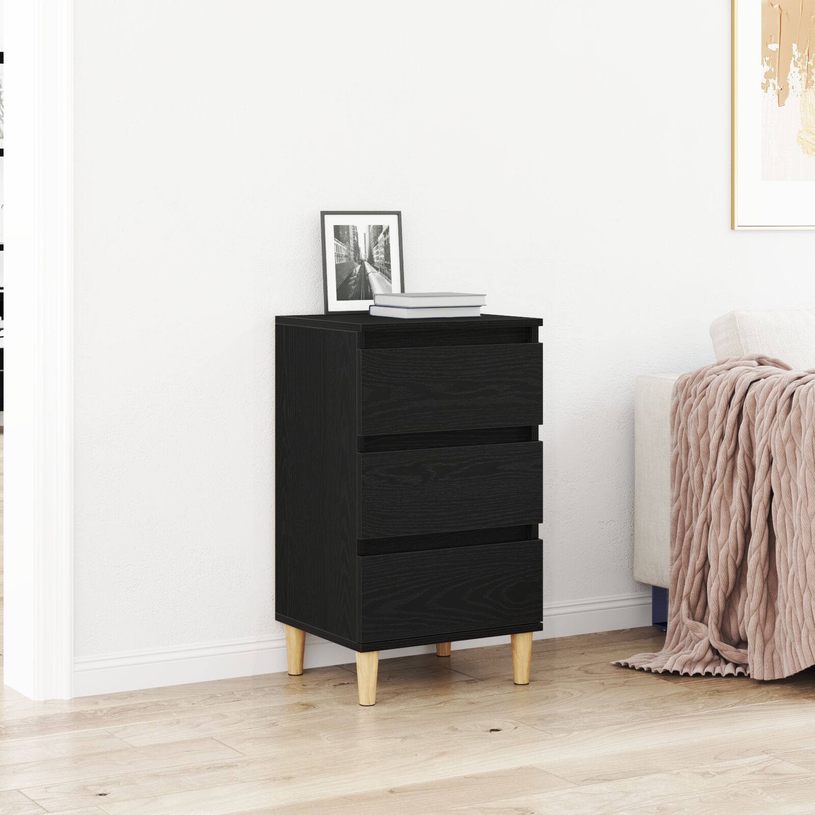 vidaXL Nachttisch Schwarze Eiche 40x35x70 cm Holzwerkstoff