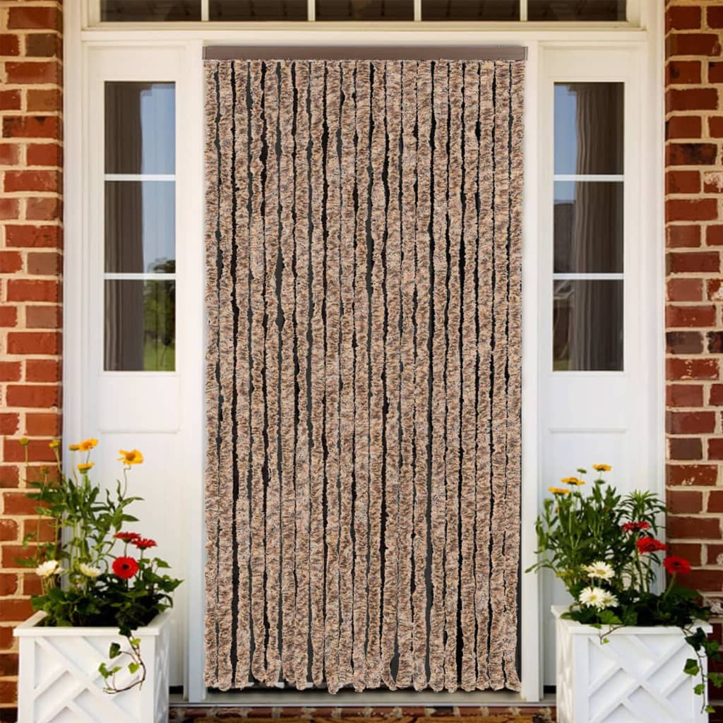Fliegenvorhang Beige und Dunkelbraun 100x230 cm Chenille