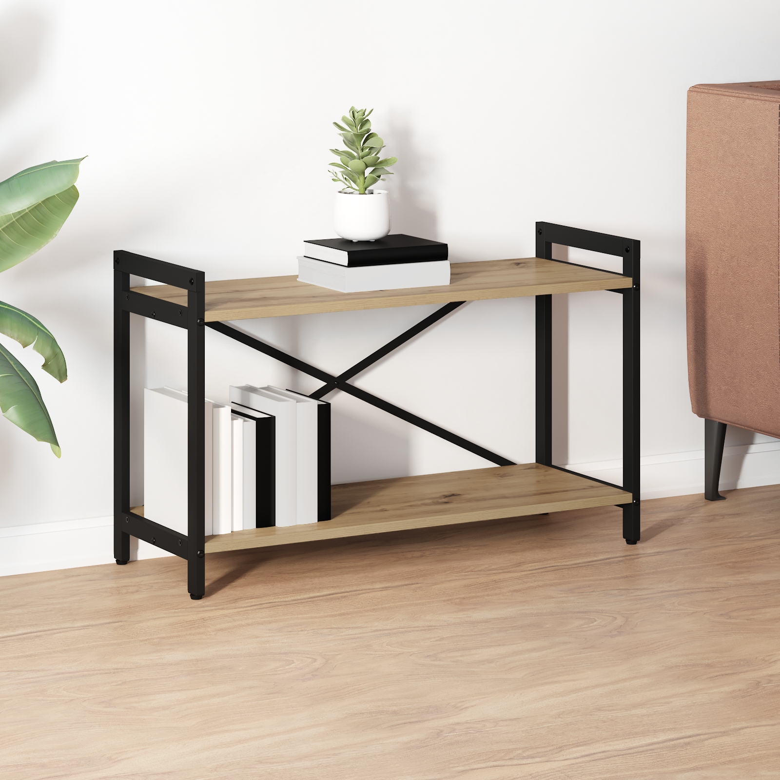 Bücherregal Eiche handwerklich 80 x 30 x 48,5 cm Holzwerkstoff