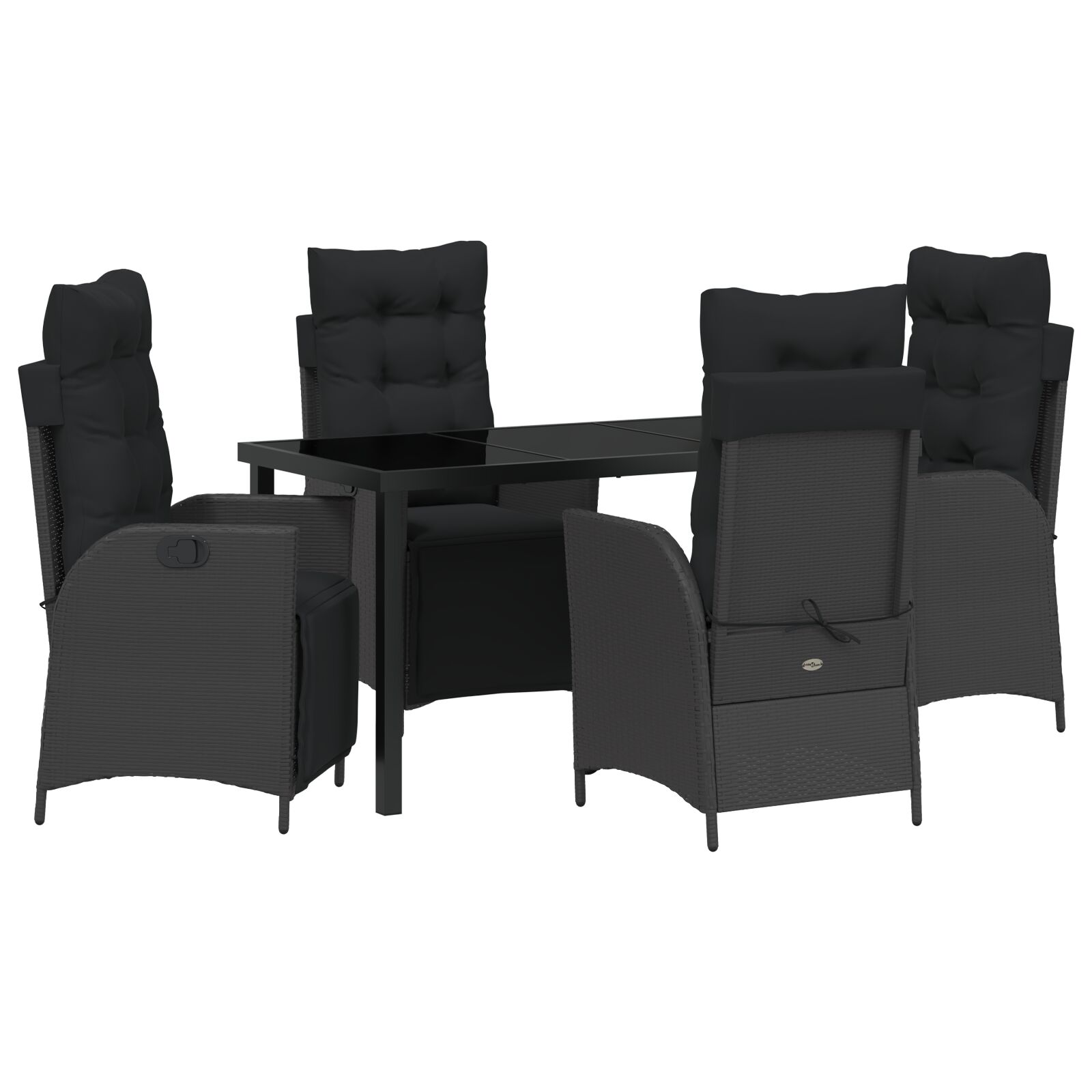 5-teiliges Gartentisch-Set - Schwarz, Poly-Rattan
