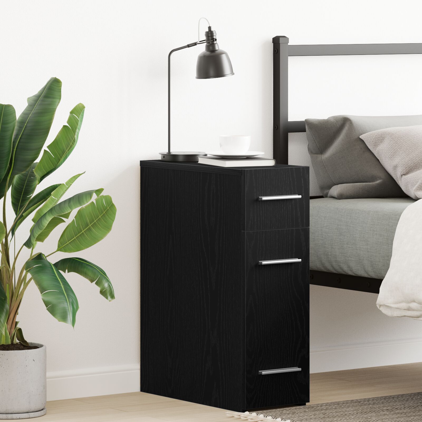 vidaXL Apotheker-Schrank in Schwarz Eiche 20x45,5x60 cm aus Holzwerkstoff