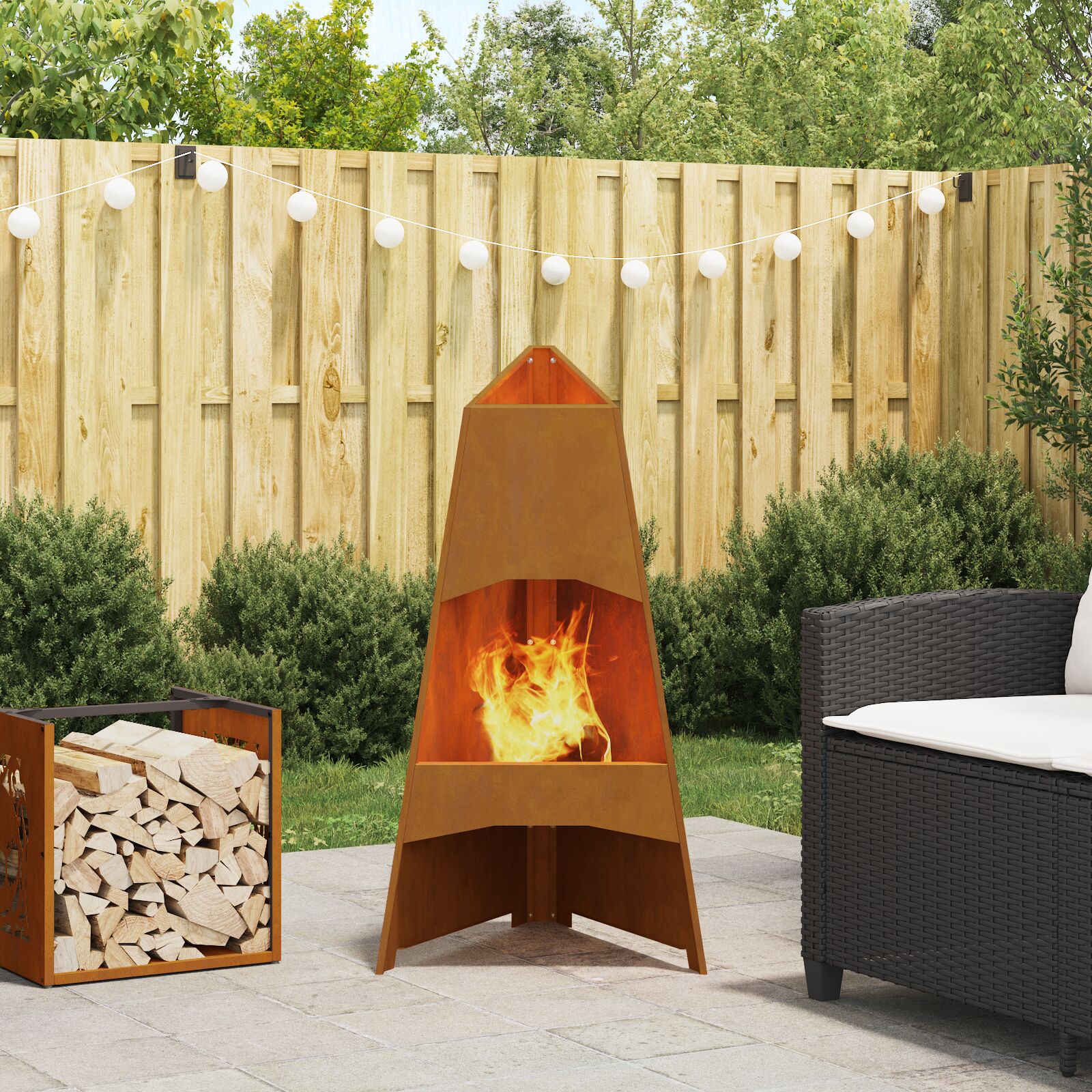 vidaXL Feuerstelle Pyramid 50x45x95 cm Wetterfestes Stahl