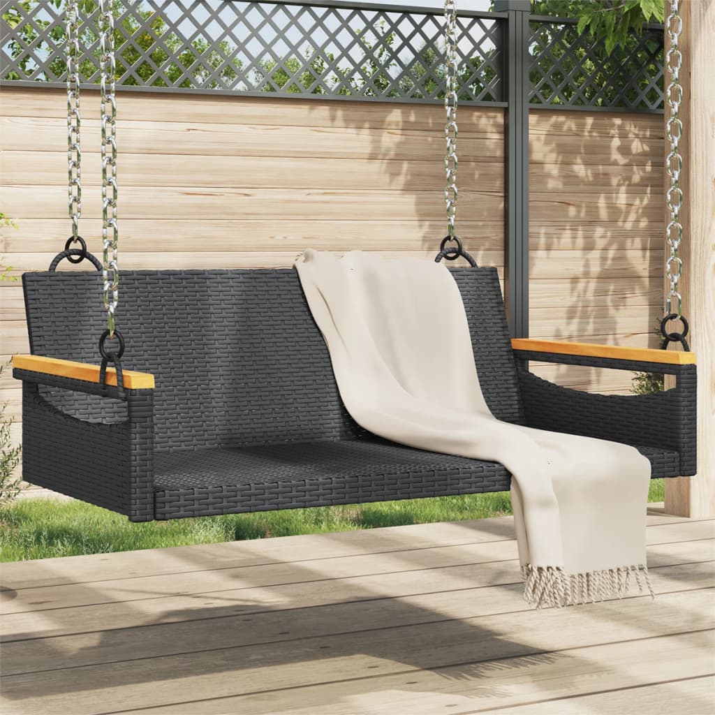 Hängebank Schwarz 109x62x40 cm Poly Rattan Hängebank Schwarz 109x62x40 cm Poly Rattan