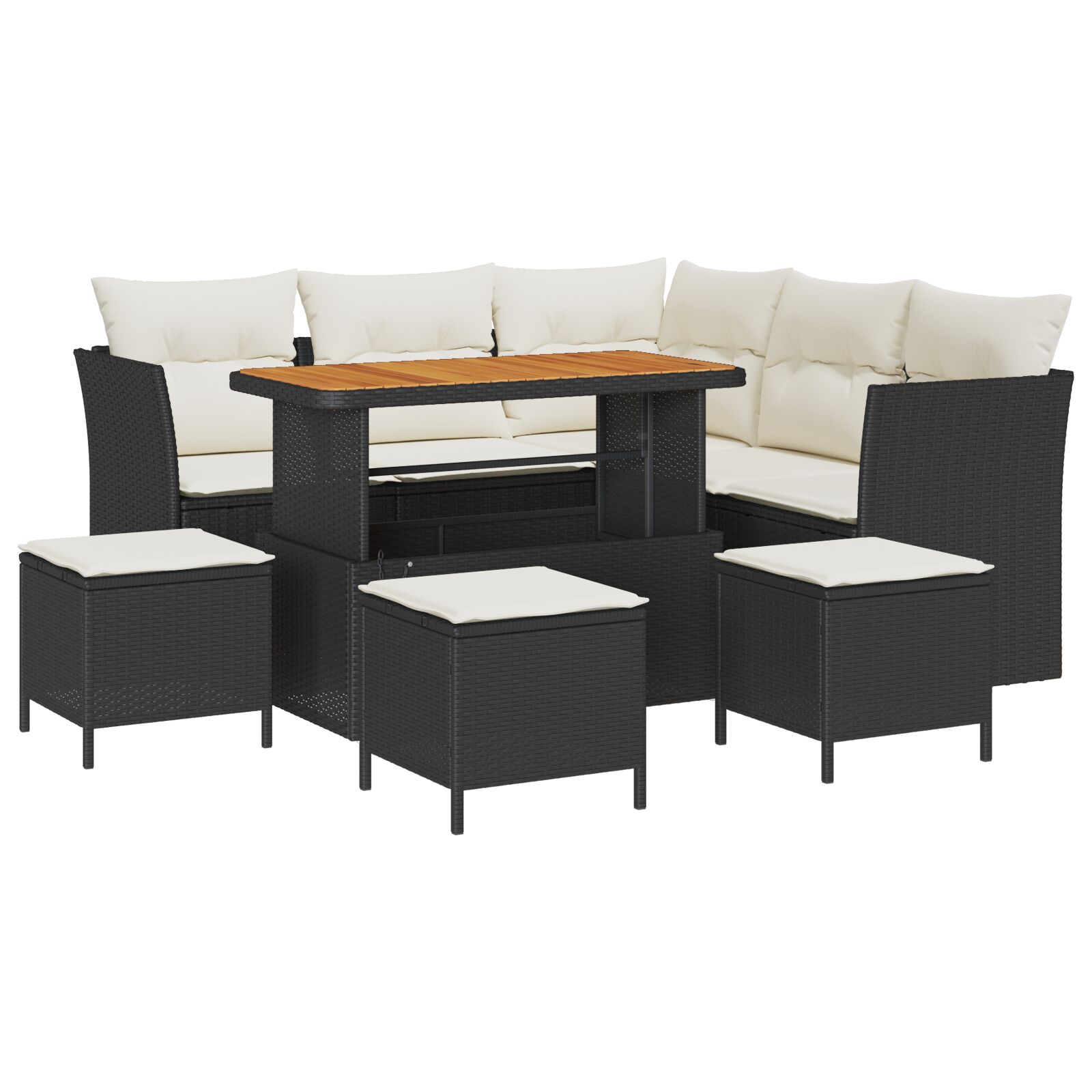 9-teiliges Garten Sofa Set mit Kissen schwarzes Poly Rattan Akazie, 4-teiliges Garten Esszimmerset mit Kissen schwarzes Poly Rattan Akazie 9-teiliges Garten Sofa Set mit Kissen schwarzes Poly Rattan Akazie, 4-teiliges Garten Esszimmerset mit Kissen schwarzes Poly Rattan Akazie