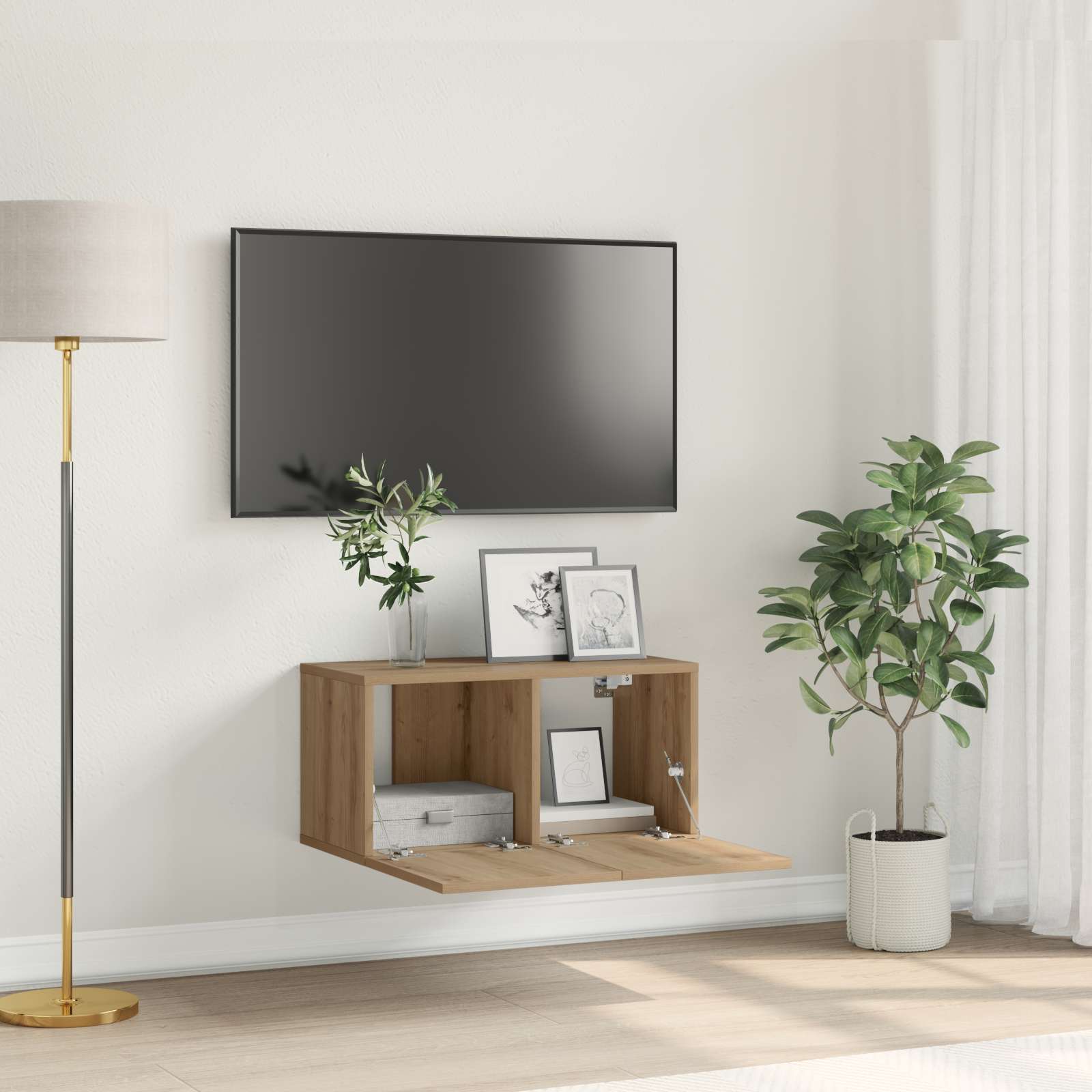 TV-Schrank Set Artisan Eiche Holzwerkstoff TV-Schrank Rechteckig