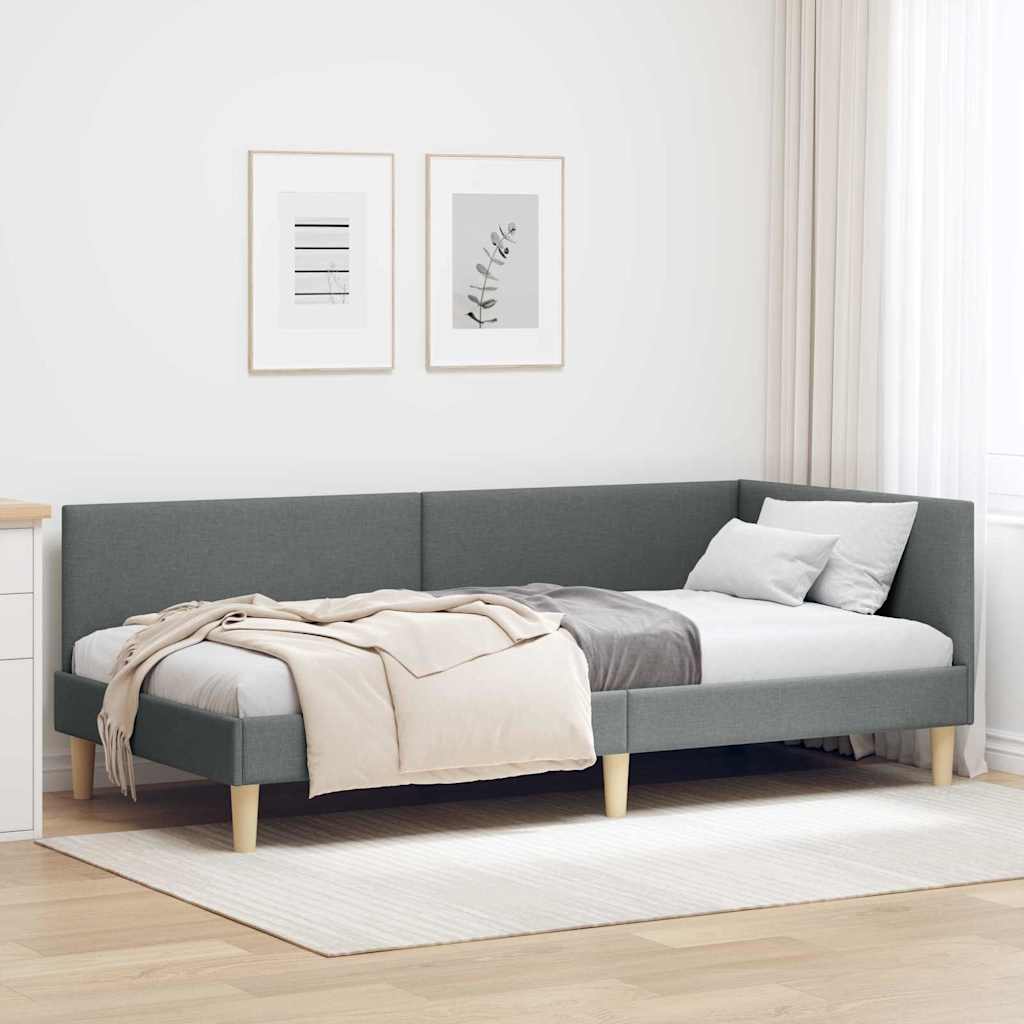 Eckbettgestell Sonstiges mit Kopfteil Dunkelgrau 90 x 200 cm