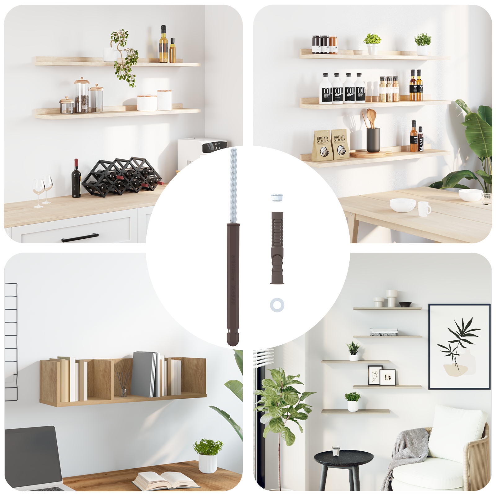 Schwebende Regalhalterungen 12 pcs Braun Ø12 x 190 mm Stahl
