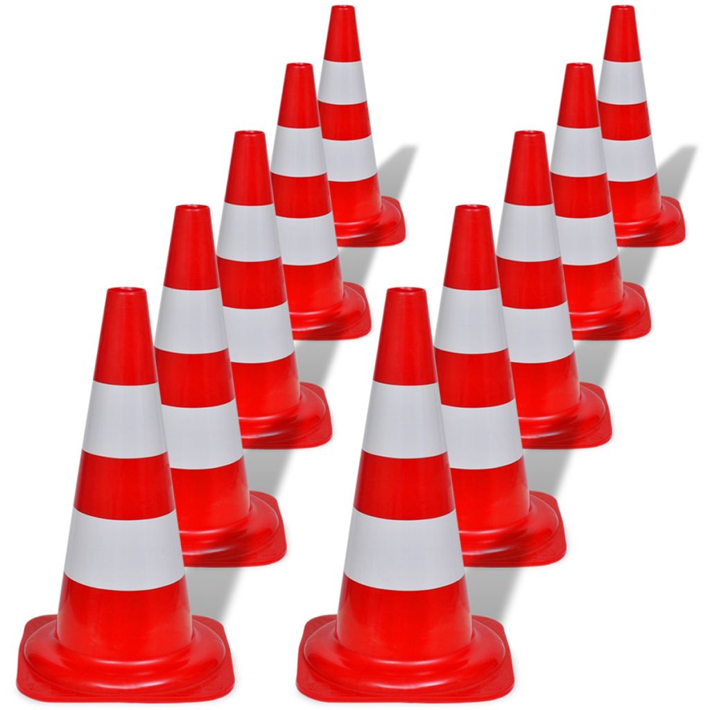 Verkehrskegel 10 Stk. Reflektierend Rot und Weiß 50 cm Verkehrskegel 10 Stk. Reflektierend Rot und Weiß 50 cm
