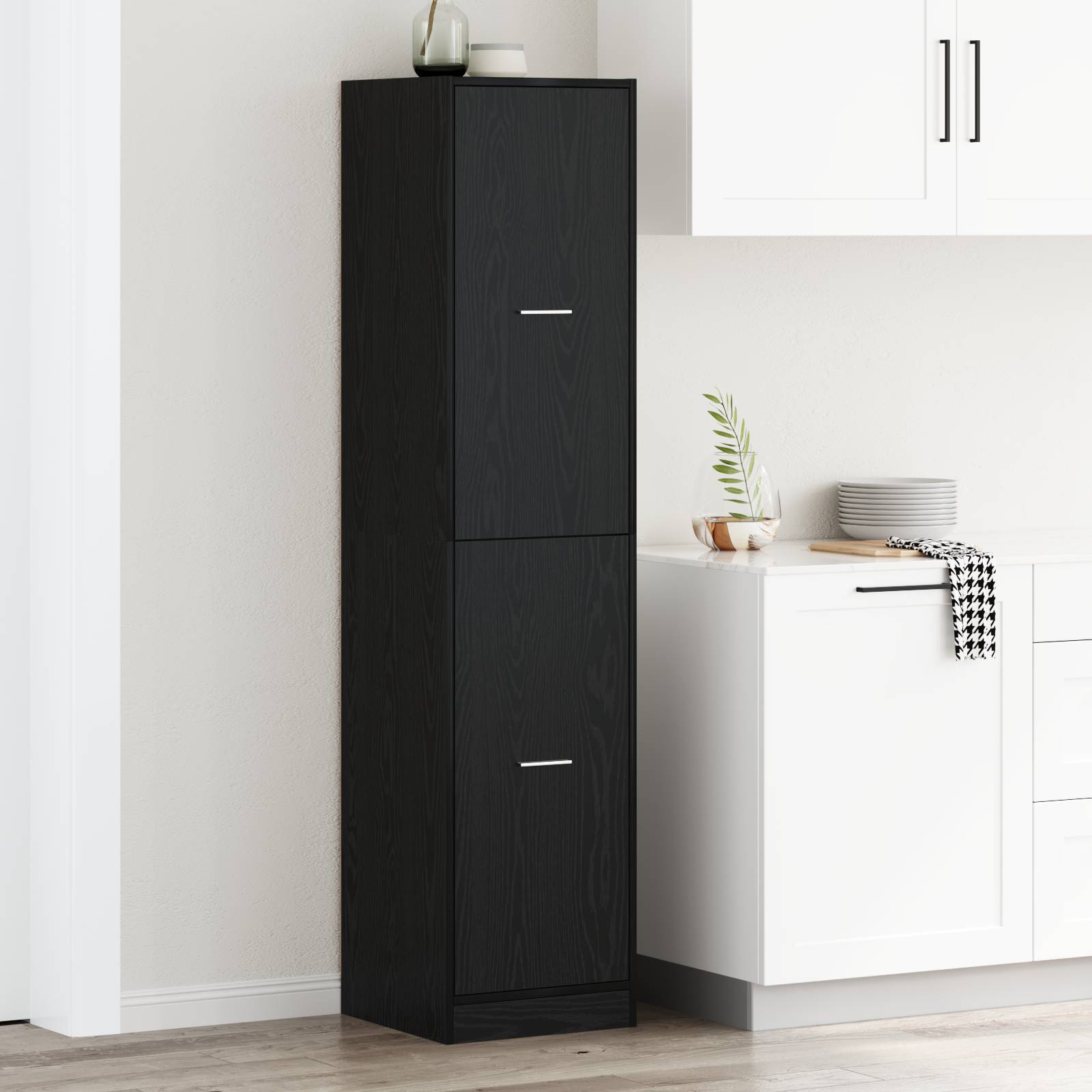 Apotheker Schrank Schwarz Eiche 40x41x174.5 cm Spanplatte