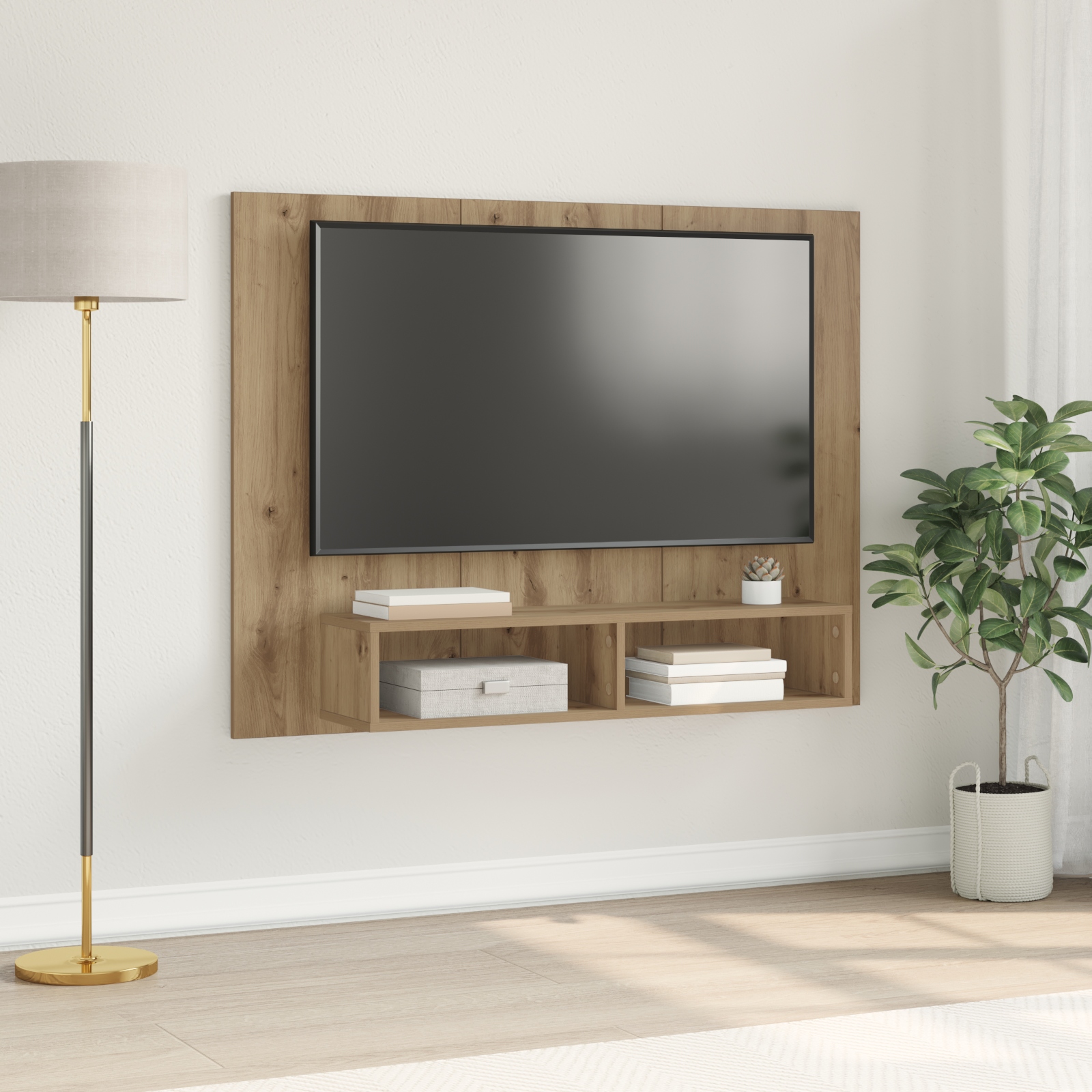 Wand TV Schrank Handwerklich gefertigter Eichenholz