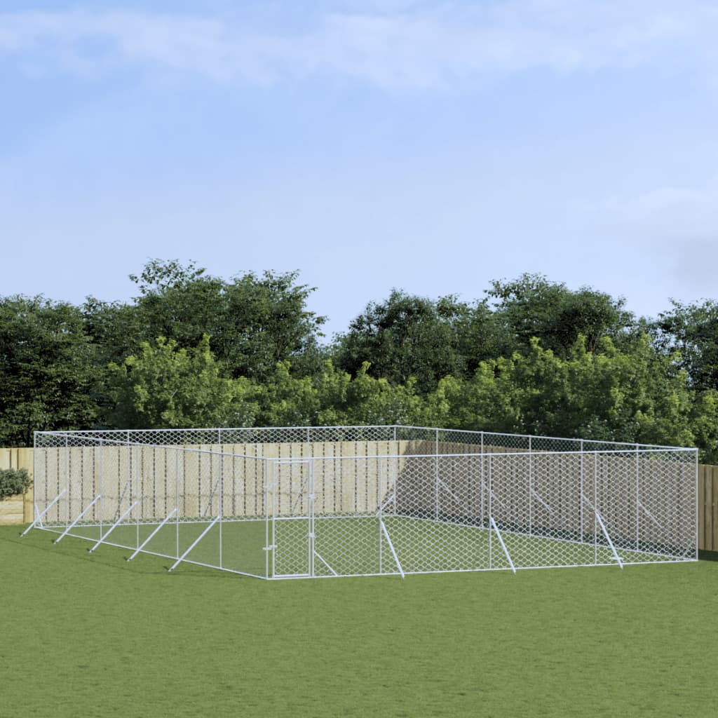 Outdoor-Hundezwinger Silbern 8x12x2 m Verzinkter Stahl Outdoor-Hundezwinger Silbern 8x12x2 m Verzinkter Stahl