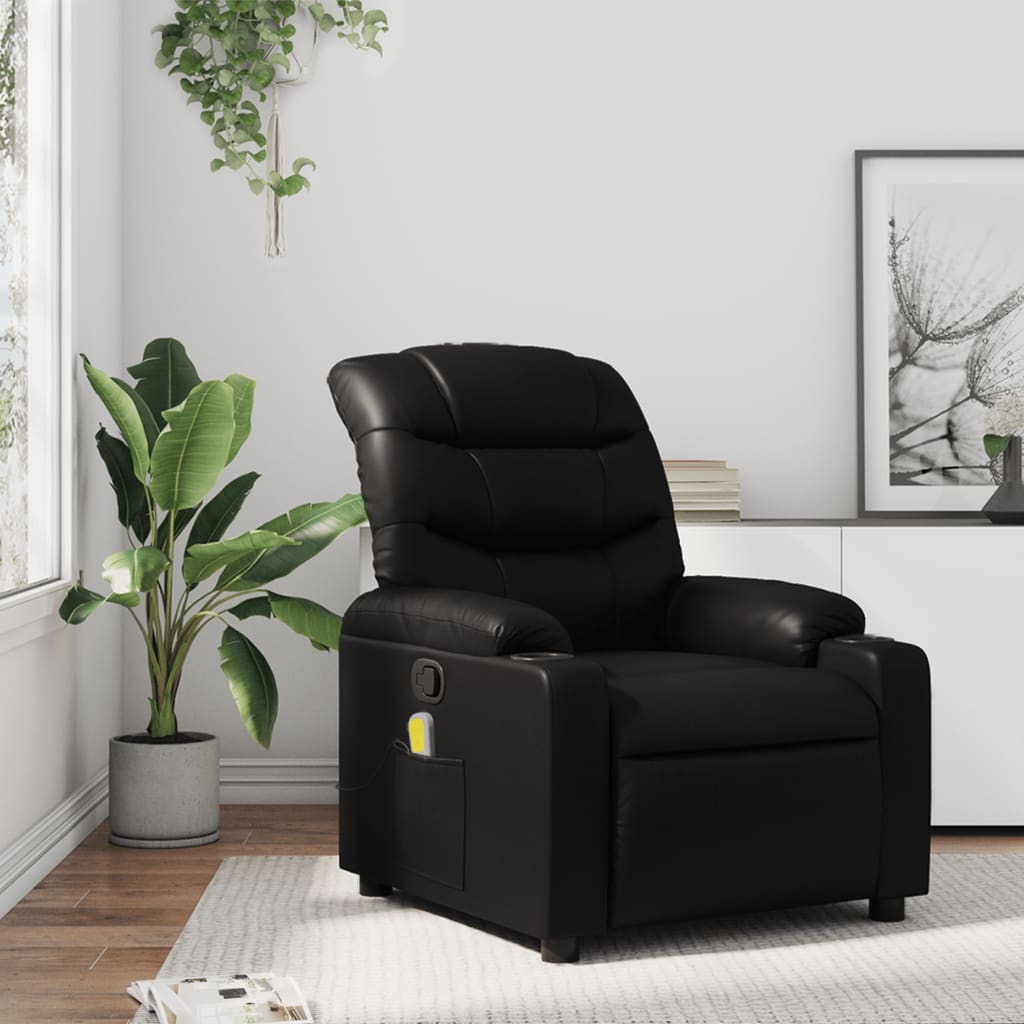 Massage-Relaxsessel, Kunstleder, Schwarz
