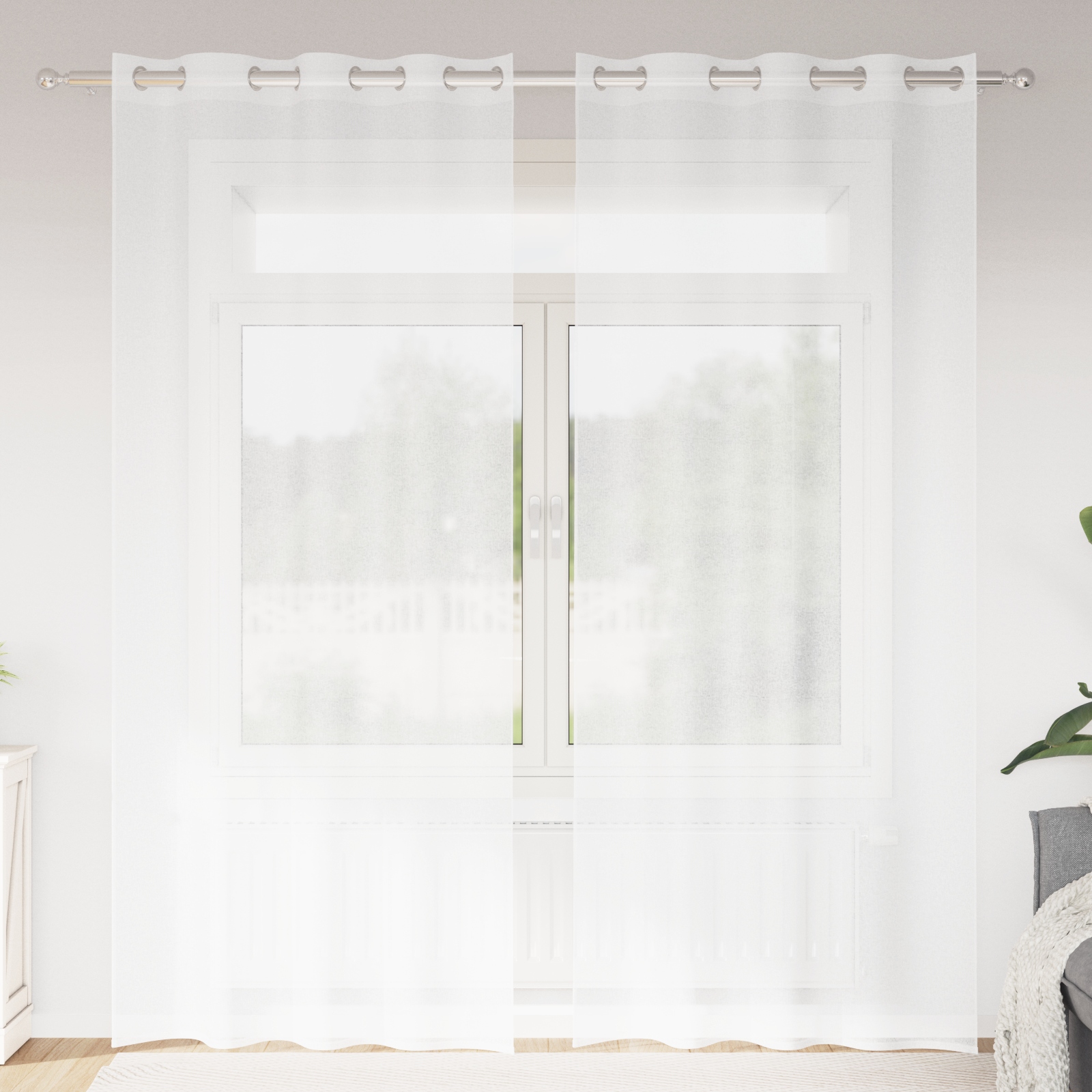 Vorhänge mit Vorhängen 2 pcs Weiß 140 x 225 cm Polyester