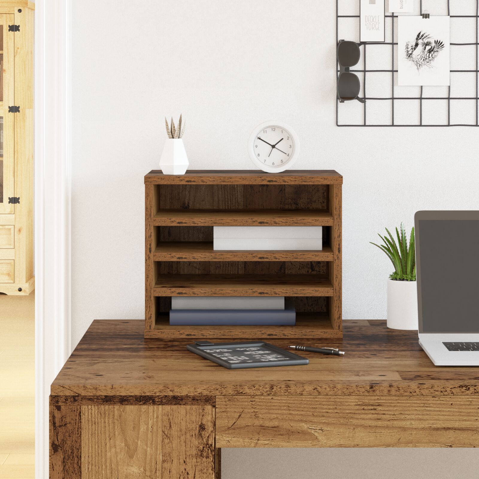 Schreibtisch Organizer Altes Holz 36x26x29.5 cm