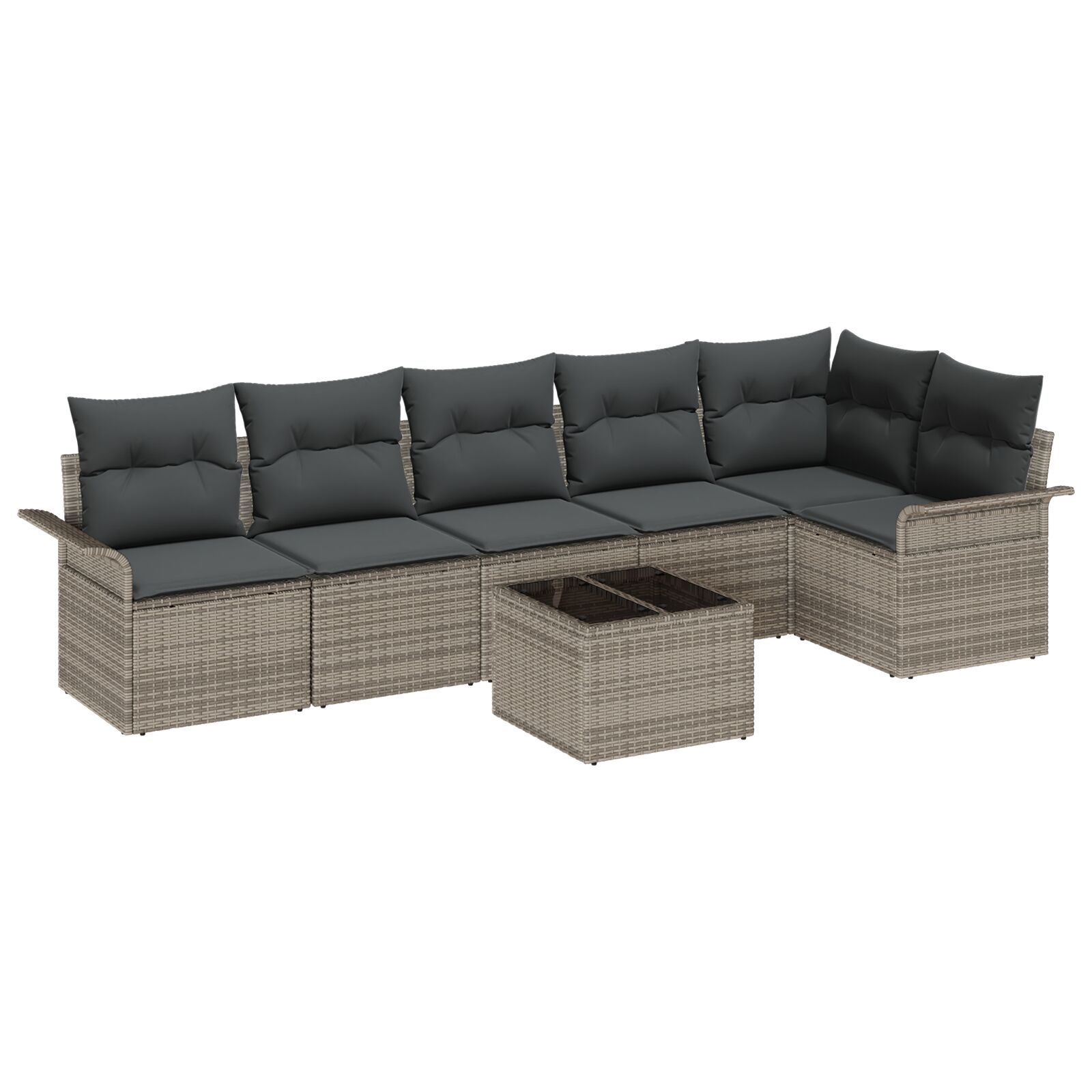 6-teiliges Garten Sofa Set mit Kissen schwarzes Poly Rattan, 2-Sitzer Garten Sofa mit Stauraum & Kissen graues Poly Rattan 6-teiliges Garten Sofa Set mit Kissen schwarzes Poly Rattan, 2-Sitzer Garten Sofa mit Stauraum & Kissen graues Poly Rattan