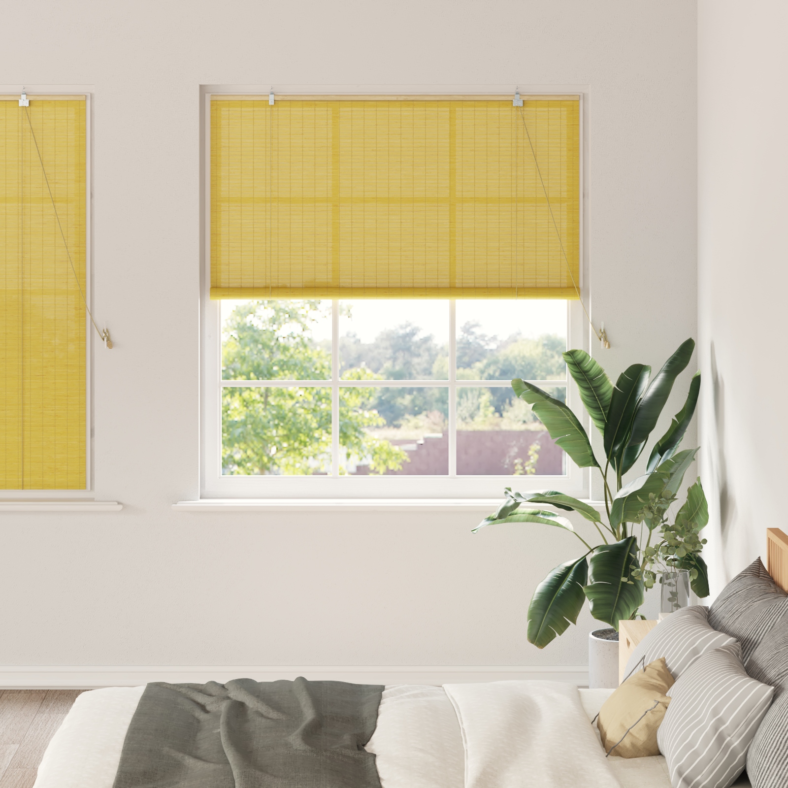 Fensterjalousien und -schattierungen Gelb 140 x 160 cm Bambus