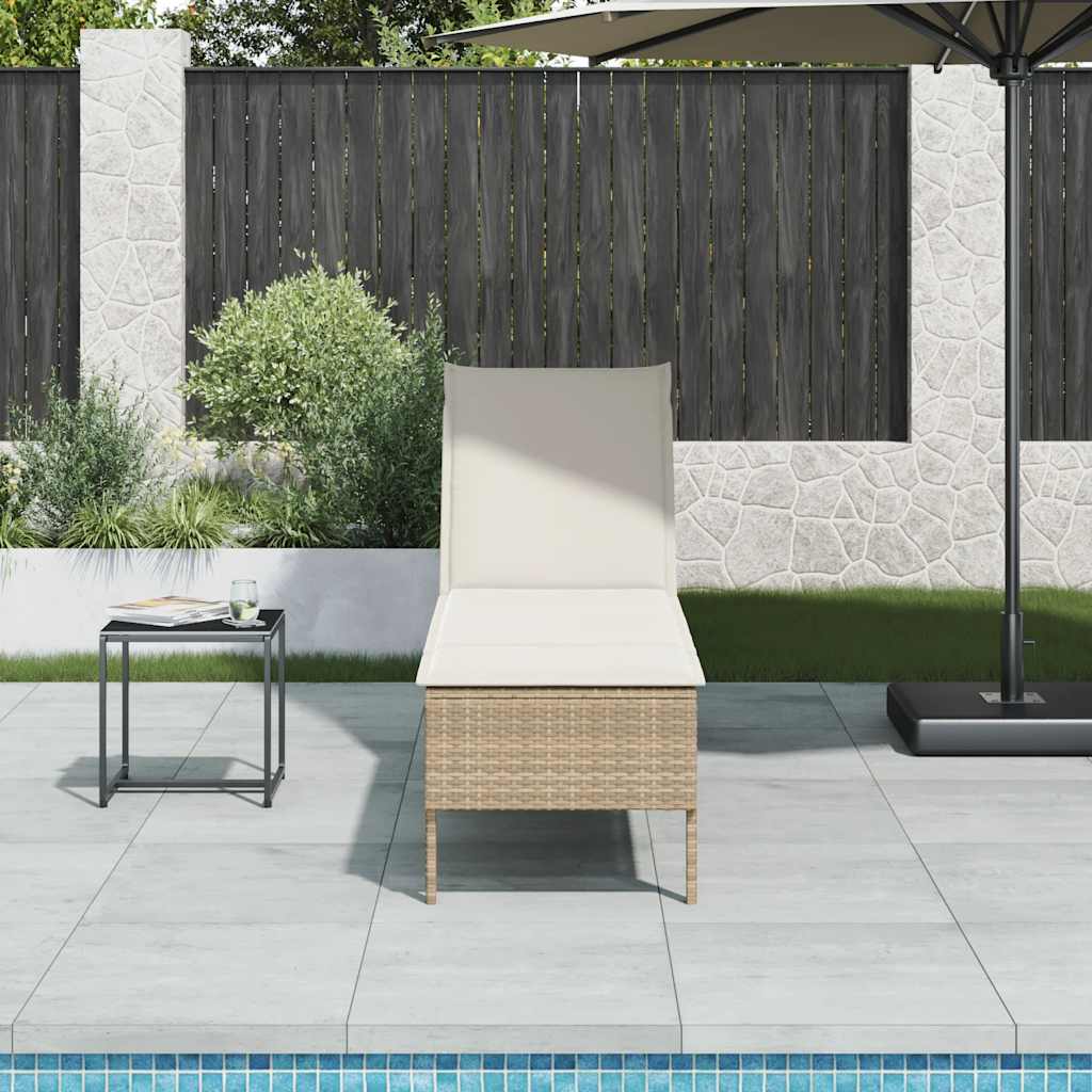 Sonnenliege mit Auflage Beige 55x200x44 cm Poly Rattan Sonnenliege mit Auflage Beige 55x200x44 cm Poly Rattan