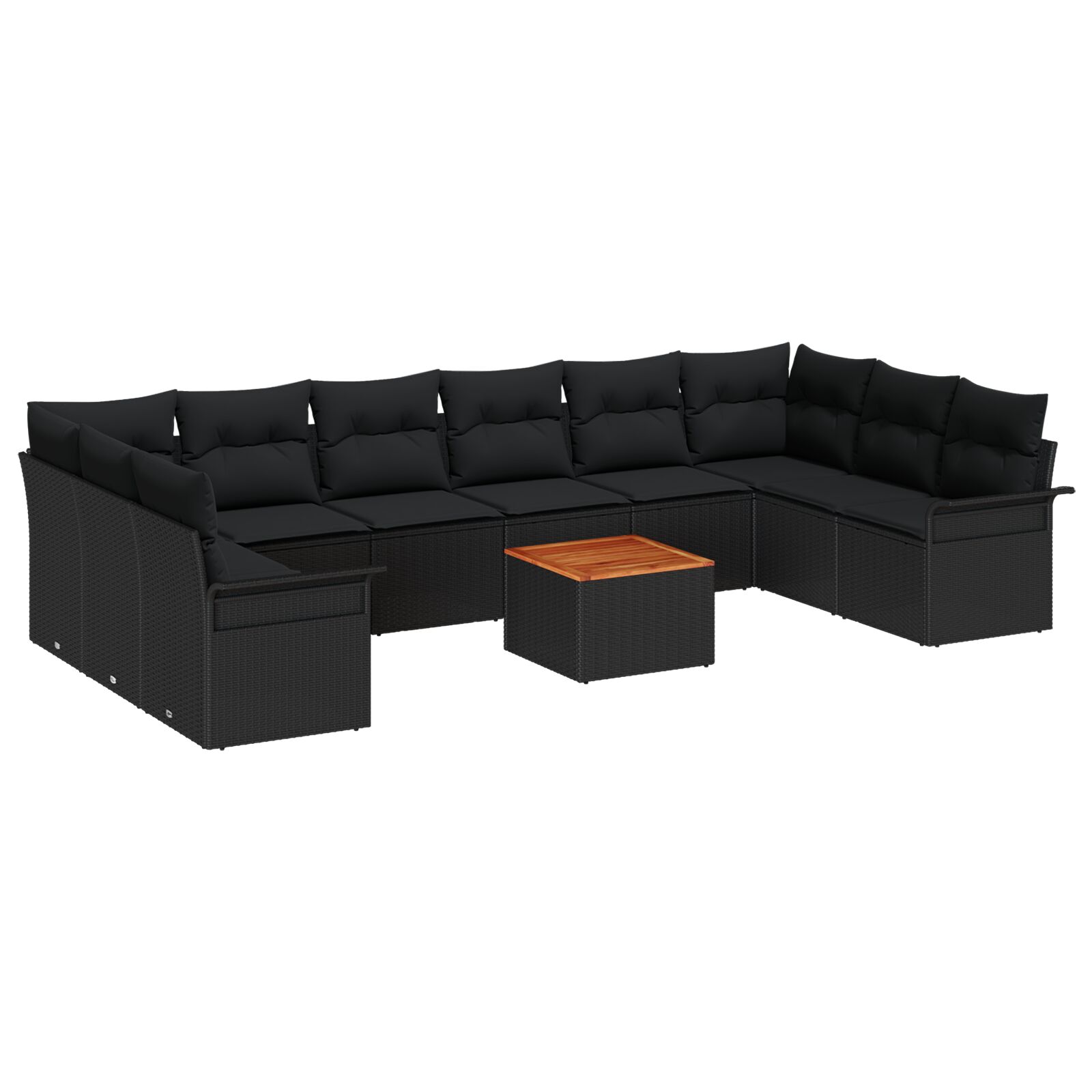 11-teiliges Garten Sofa Set mit Kissen Schwarz Poly Rattan Akazie, 2-Sitzer Garten Sofa mit Stauraum & Kissen Schwarz Poly Rattan 11-teiliges Garten Sofa Set mit Kissen Schwarz Poly Rattan Akazie, 2-Sitzer Garten Sofa mit Stauraum & Kissen Schwarz Poly Rattan