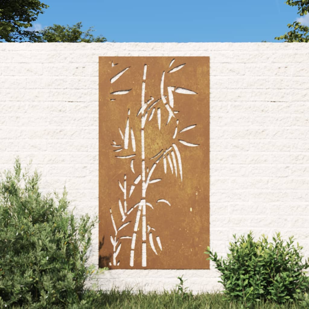 Garten-Wanddeko 105x55 cm Cortenstahl Bambus-Design Garten-Wanddeko 105x55 cm Cortenstahl Bambus-Design