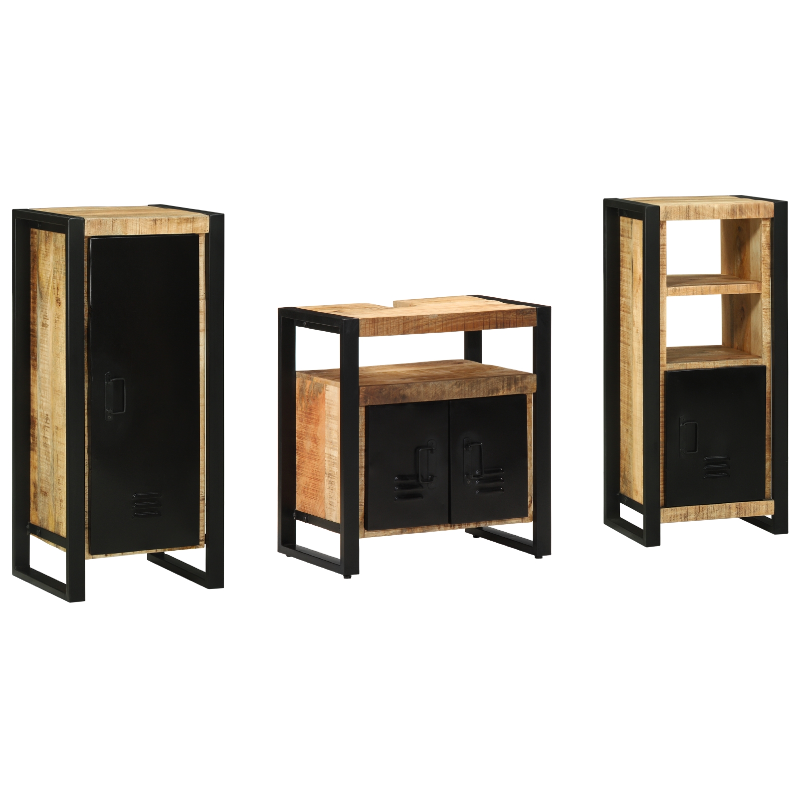 Badezimmermöbel Set mit Regal 3 pcs Braun Massives Mango-Holz
