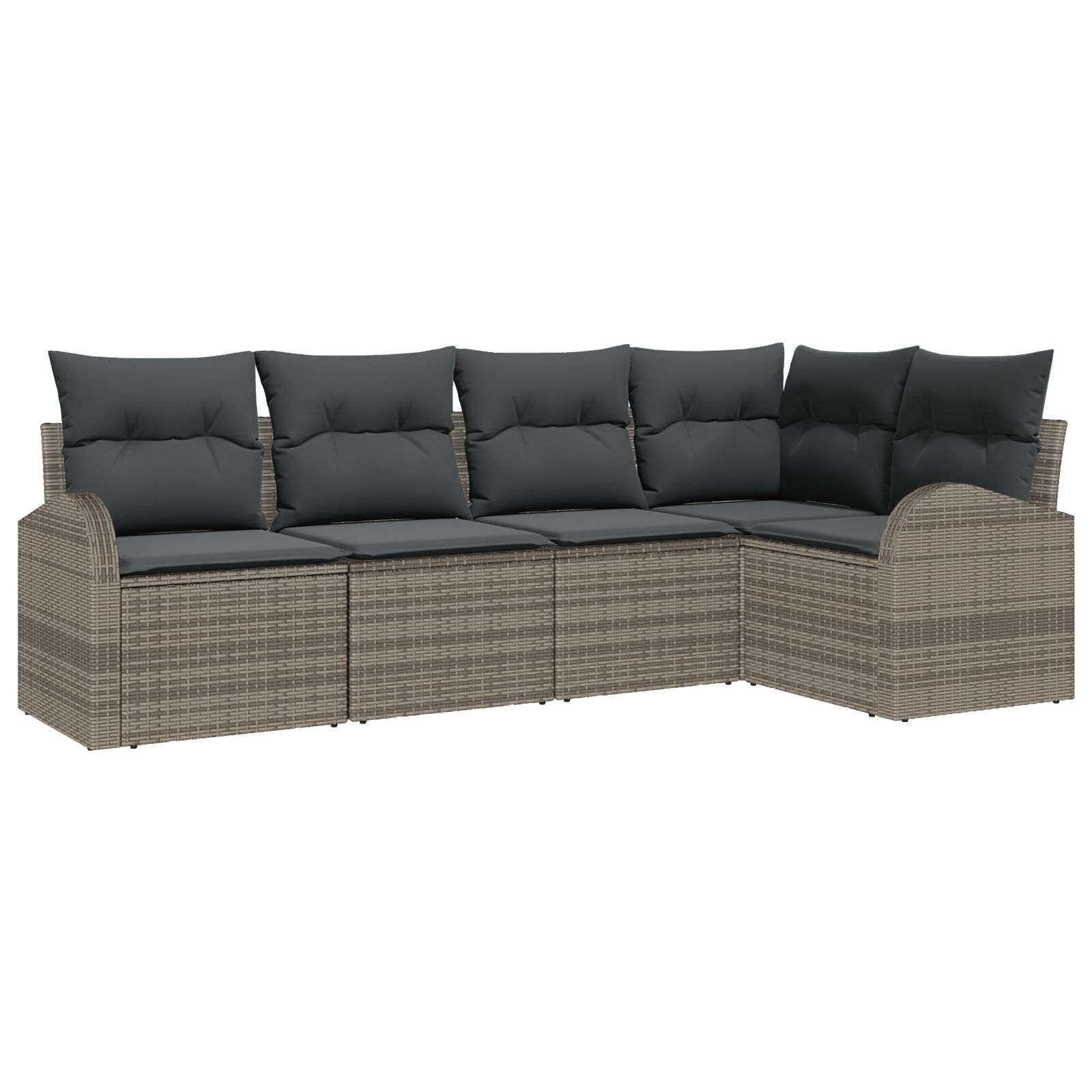 5-teiliges Garten-Sofa-Set mit Kissen Grau Poly Rattan, 2-Sitzer Garten-Sofa mit Stauraum & Kissen Grau Poly Rattan 5-teiliges Garten-Sofa-Set mit Kissen Grau Poly Rattan, 2-Sitzer Garten-Sofa mit Stauraum & Kissen Grau Poly Rattan