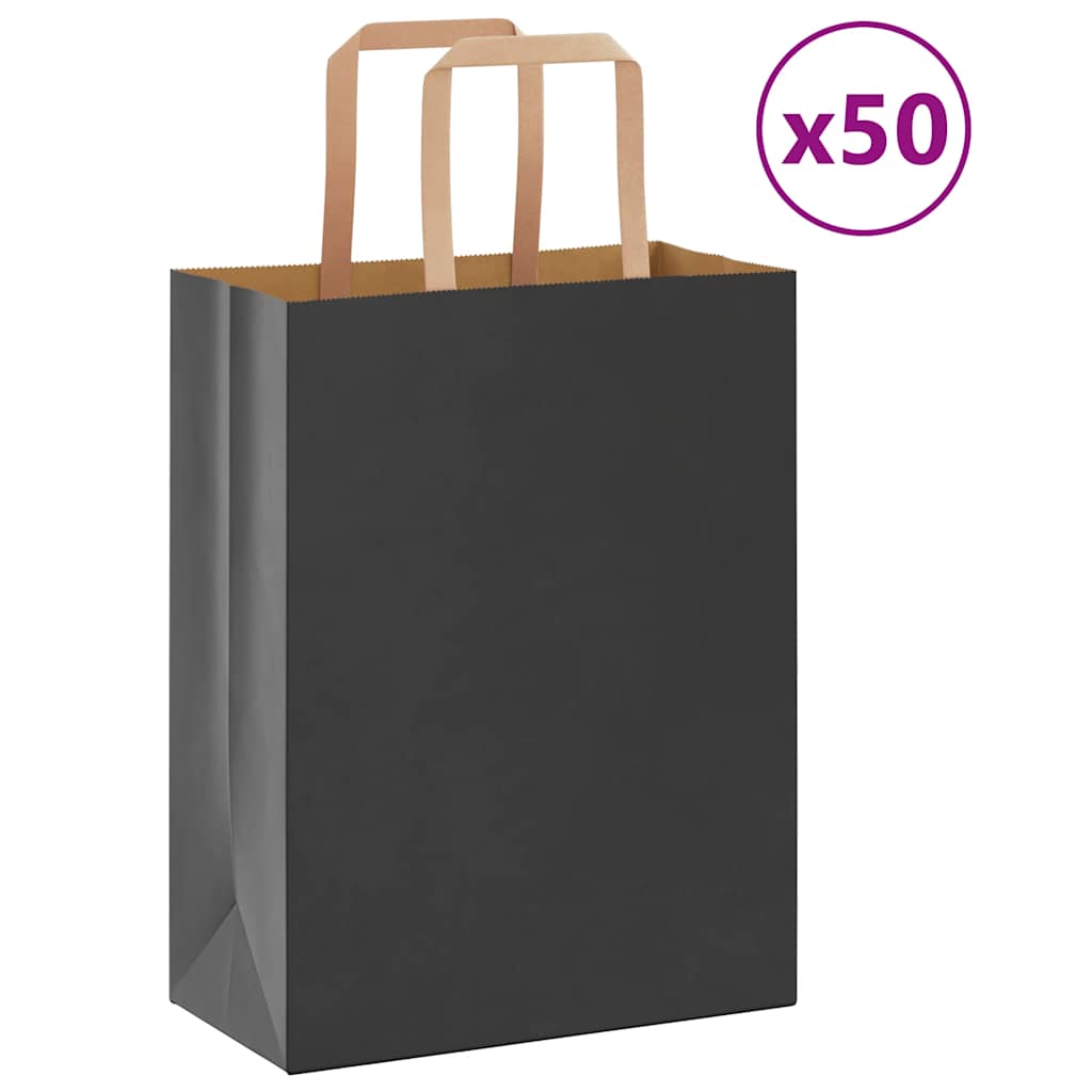 Papiertragetaschen 50 Stk. mit Henkeln Schwarz 21x11x28 cm Papiertragetaschen 50 Stk. mit Henkeln Schwarz 21x11x28 cm