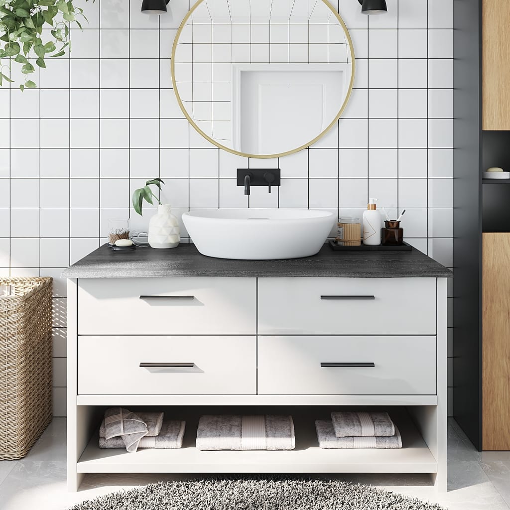 Waschtischplatte Dunkelbraun 100x50x2 cm Massivholz Behandelt