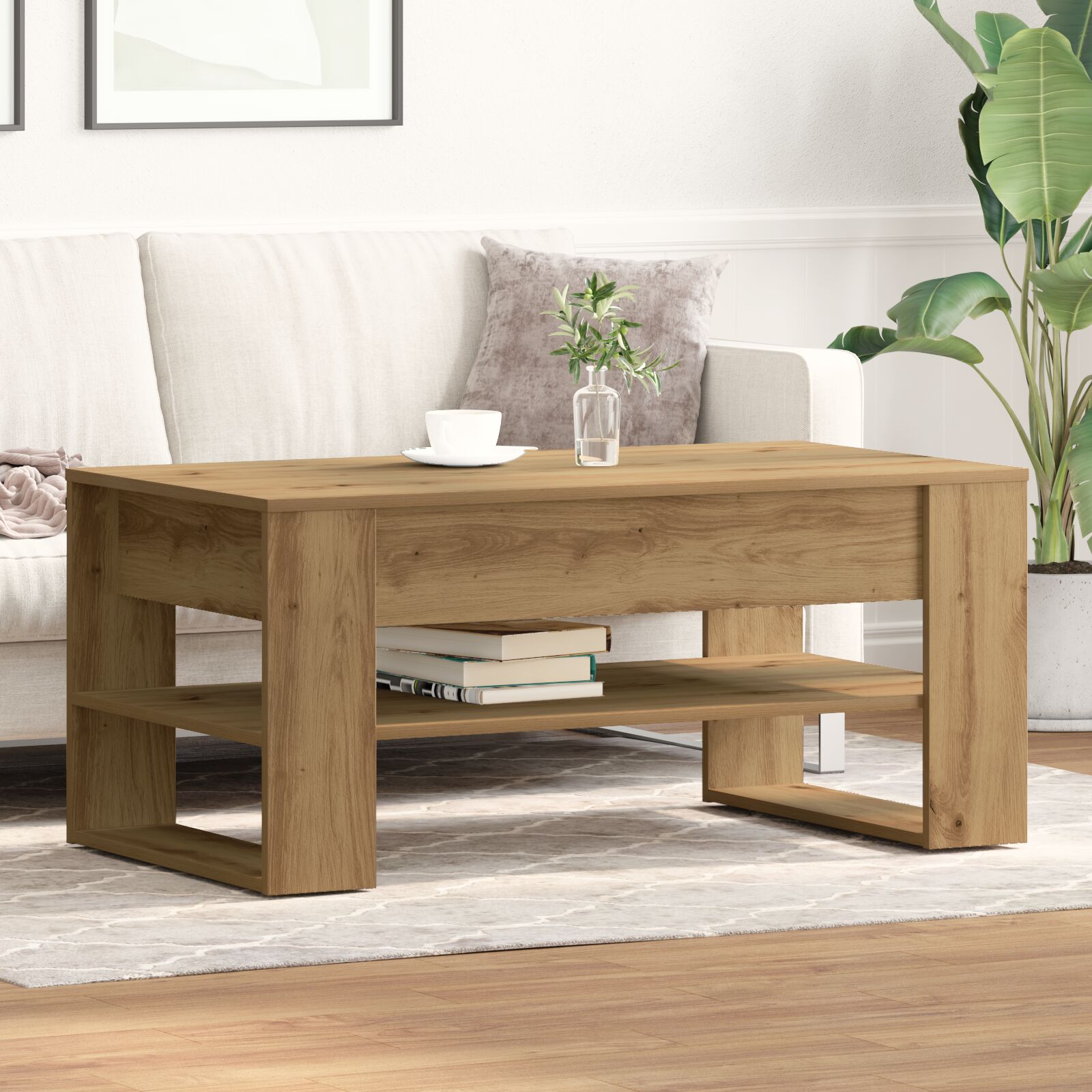 vidaXL Couchtisch Artisan Eiche 102x55x45 cm aus Ingenieurholz